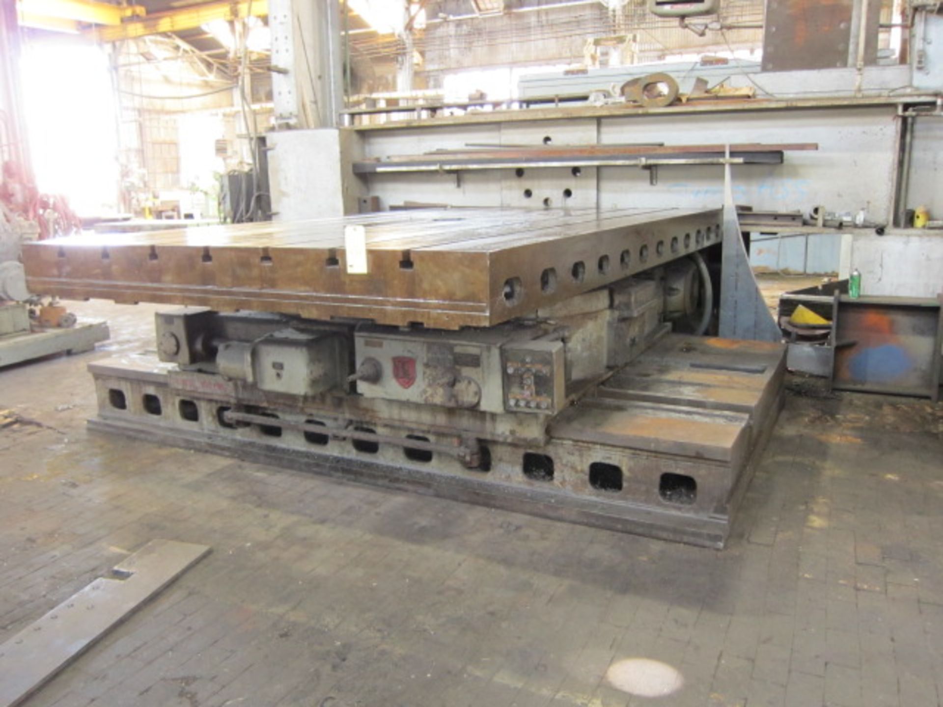 INFEEDING ROTARY TABLE, GIDDINGS & LEWIS 96"W. X 145-1/2"L., Mdl. 7RT, on sliding base, approx.