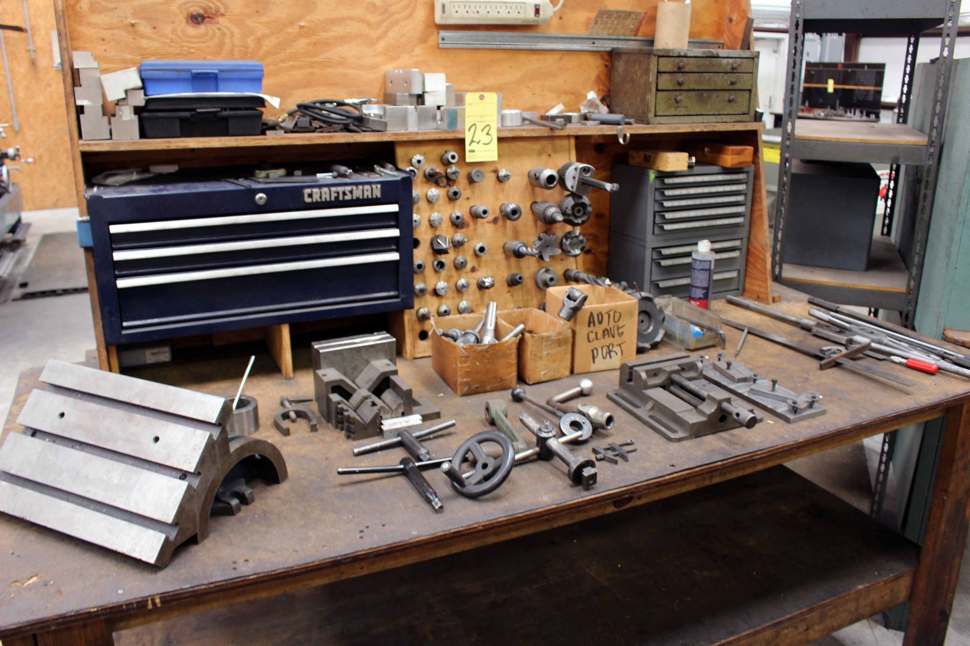 WORKBENCH, 6' x 4', w/collets, drill bits, tilting table (Location A - Cypress, TX)