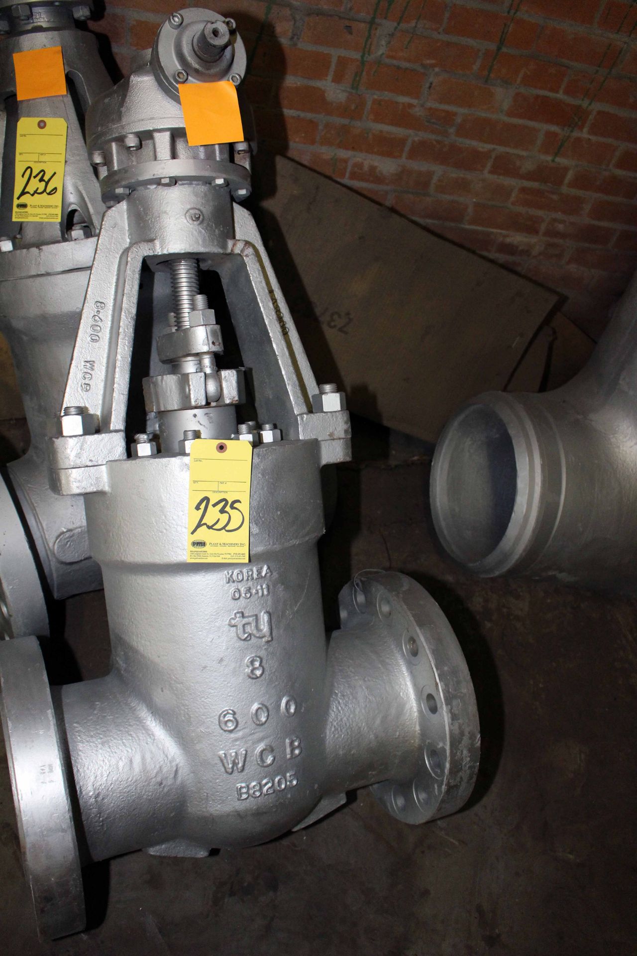 8", 600 LB. F/E PRESSURE SEAL GATE VALVE, GEAR OP.,TY