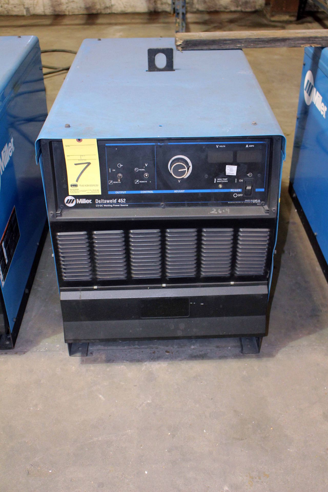 MIG WELDER, MILLER DELTAWELD MDL. 452, 450 amps @ 38 v., 100% duty cycle, S/N LH320063C