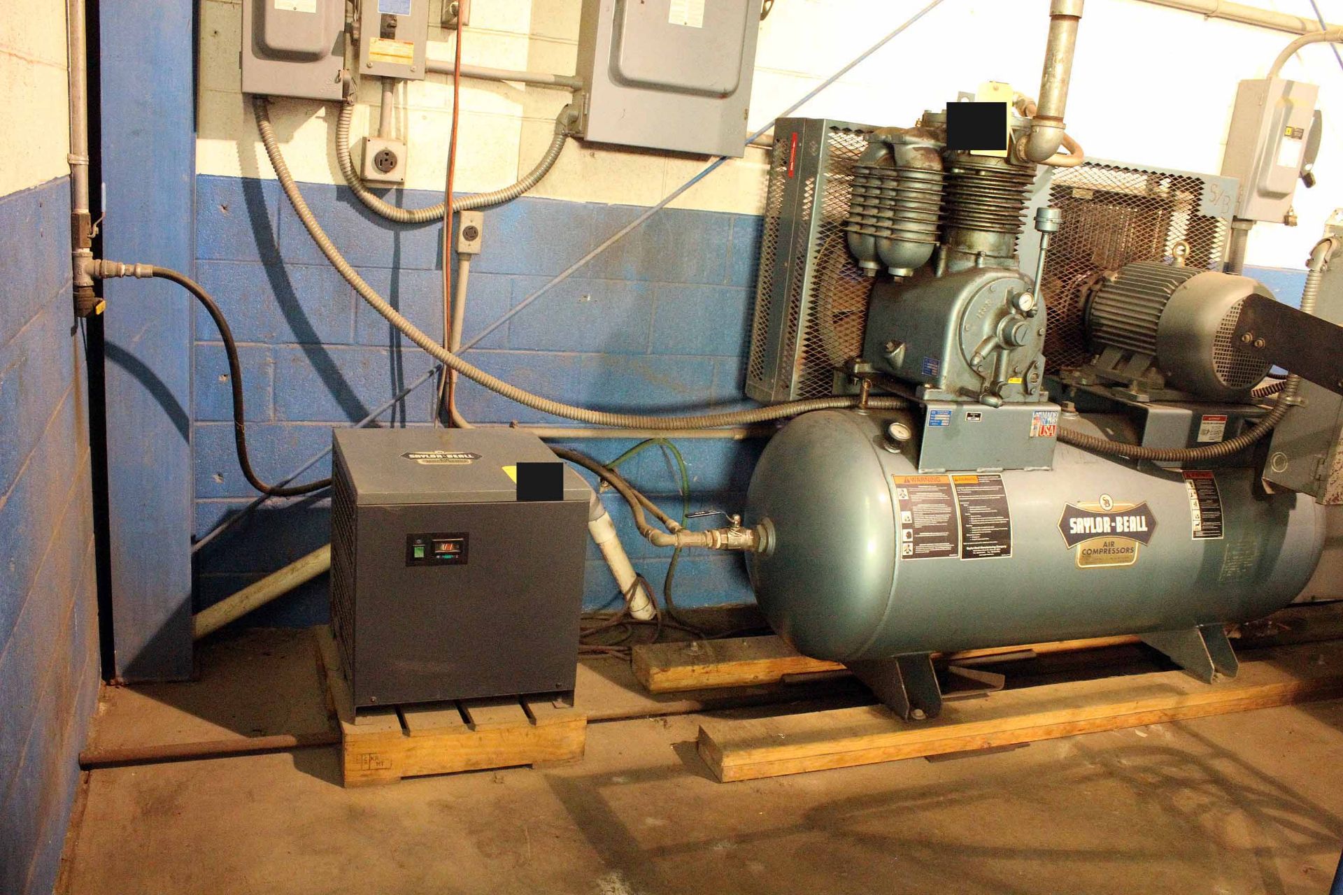 RECIPROCATING TYPE AIR COMPRESSOR, SAYLOR BEALL MDL. PL-451512, new 2007, 15 HP motor, 60 gal. - Image 3 of 4