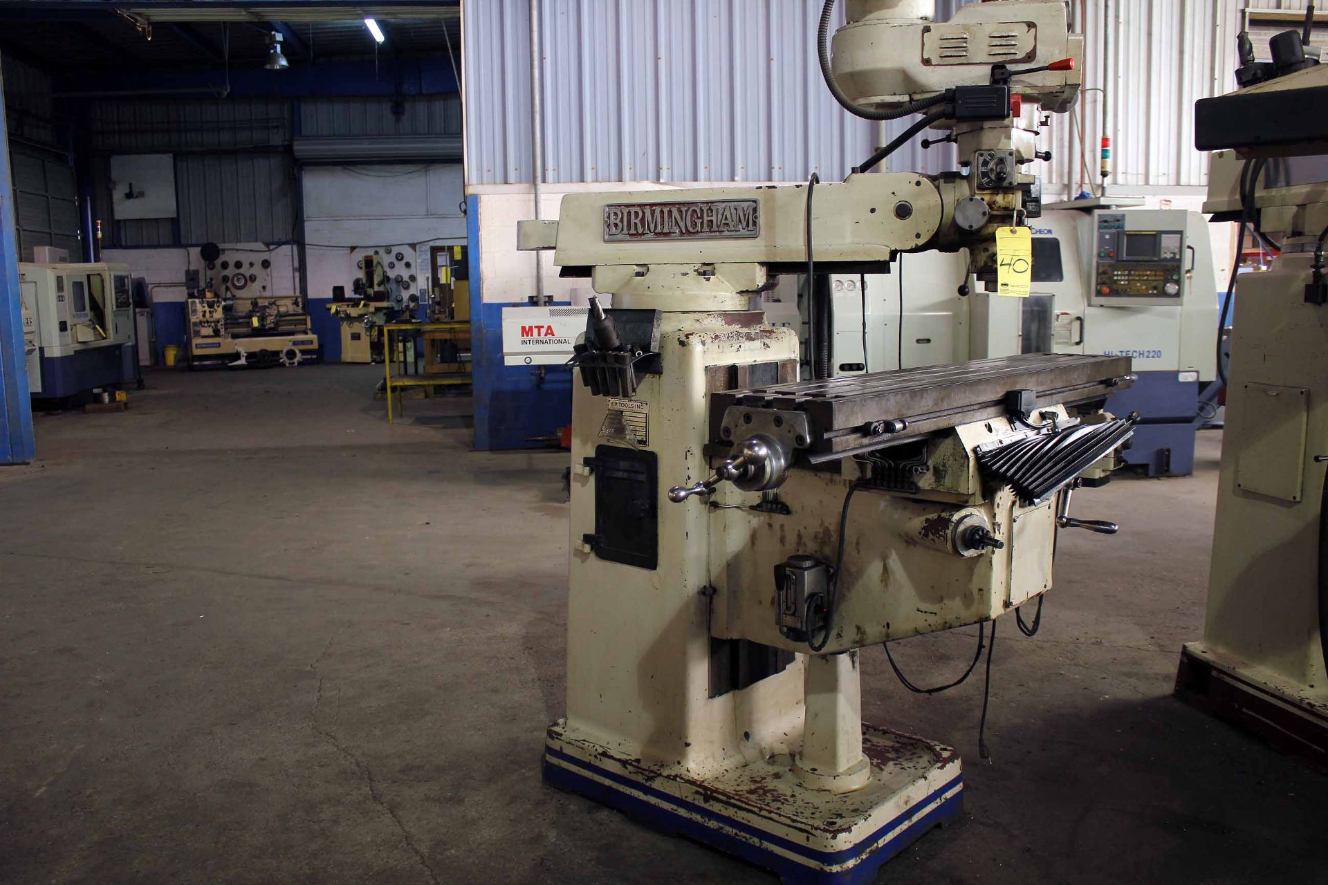 VERTICAL TURRET MILLING MACHINE, BIRMINGHAM MDL. BPV-1054, new 2003, 10" x 54" table, pwr. feed, 2- - Image 3 of 3