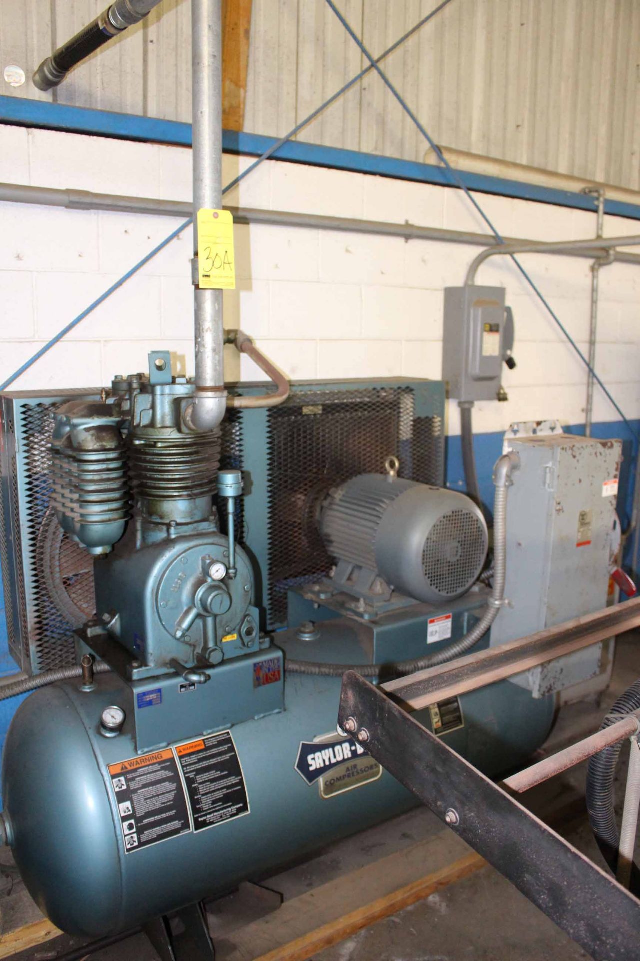 RECIPROCATING TYPE AIR COMPRESSOR, SAYLOR BEALL MDL. PL-451512, new 2007, 15 HP motor, 60 gal.