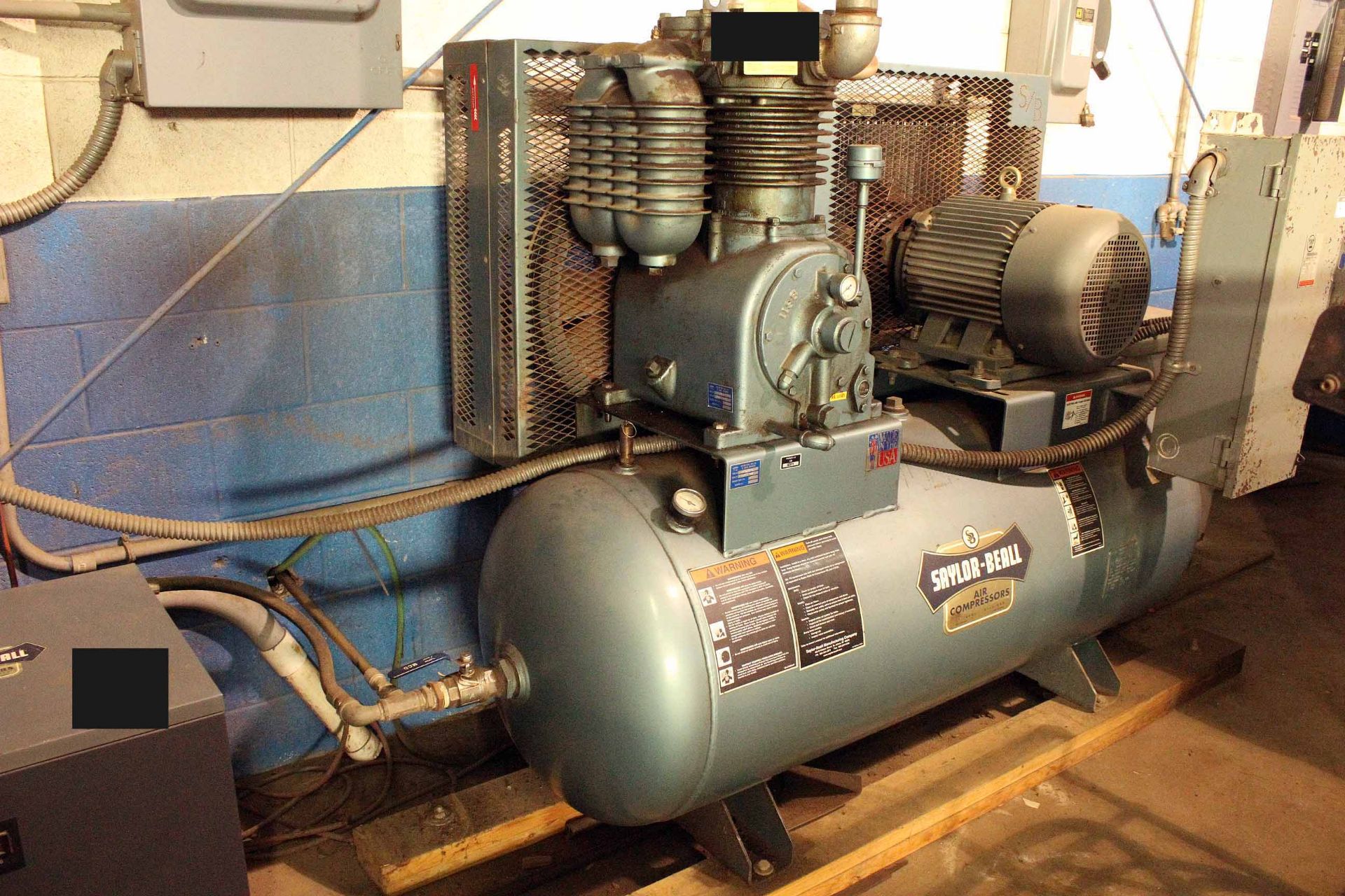 RECIPROCATING TYPE AIR COMPRESSOR, SAYLOR BEALL MDL. PL-451512, new 2007, 15 HP motor, 60 gal. - Image 2 of 4