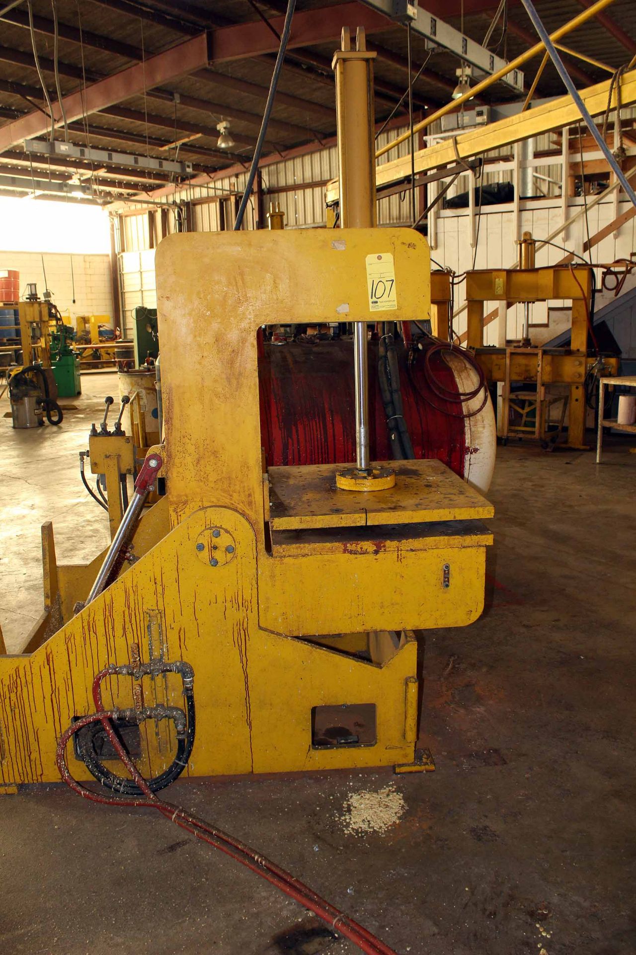 HYDRAULIC C-FRAME PRESS, steel fabricated, 30" x 27" sgl. platen, down-acting cylinder - Image 2 of 2