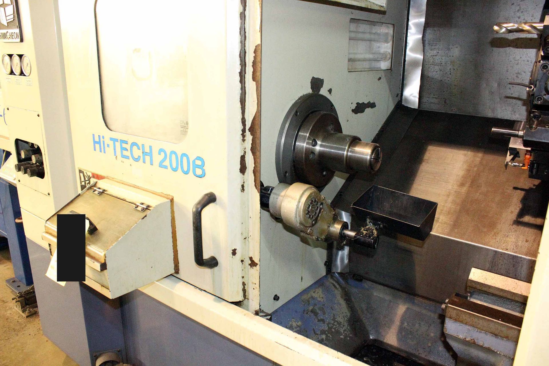 CNC LATHE, HWACHEON MDL. HI-TECH-200, new 2004, Fanuc 0i-TB CNC control, 19.7" sw. over bed, 13.8" - Image 9 of 10