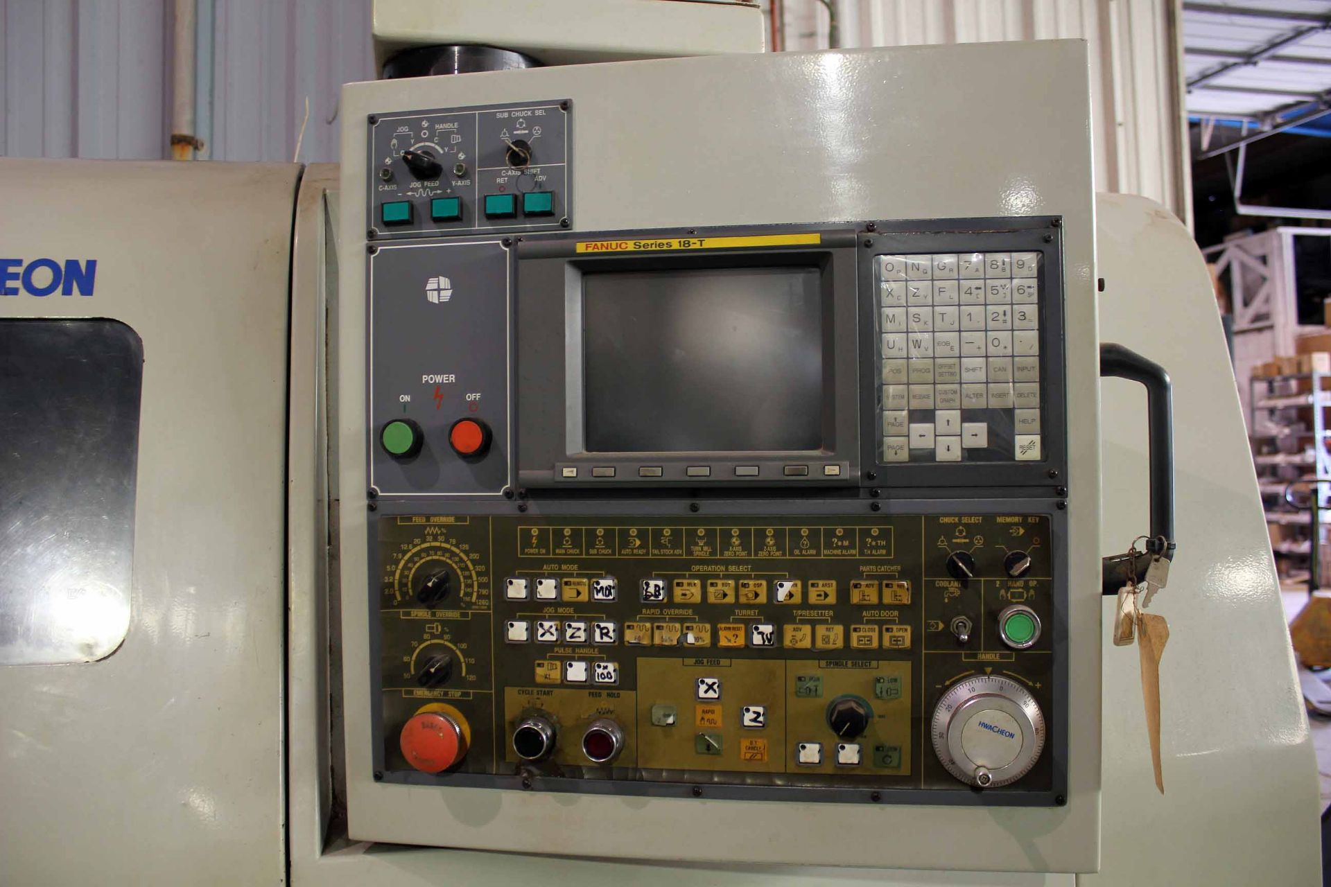 CNC LATHE, HWACHEON MDL. HI-TECH-220, new 2004, Fanuc 18T CNC control, 19.7" sw. over bed, 13.8" - Image 3 of 6