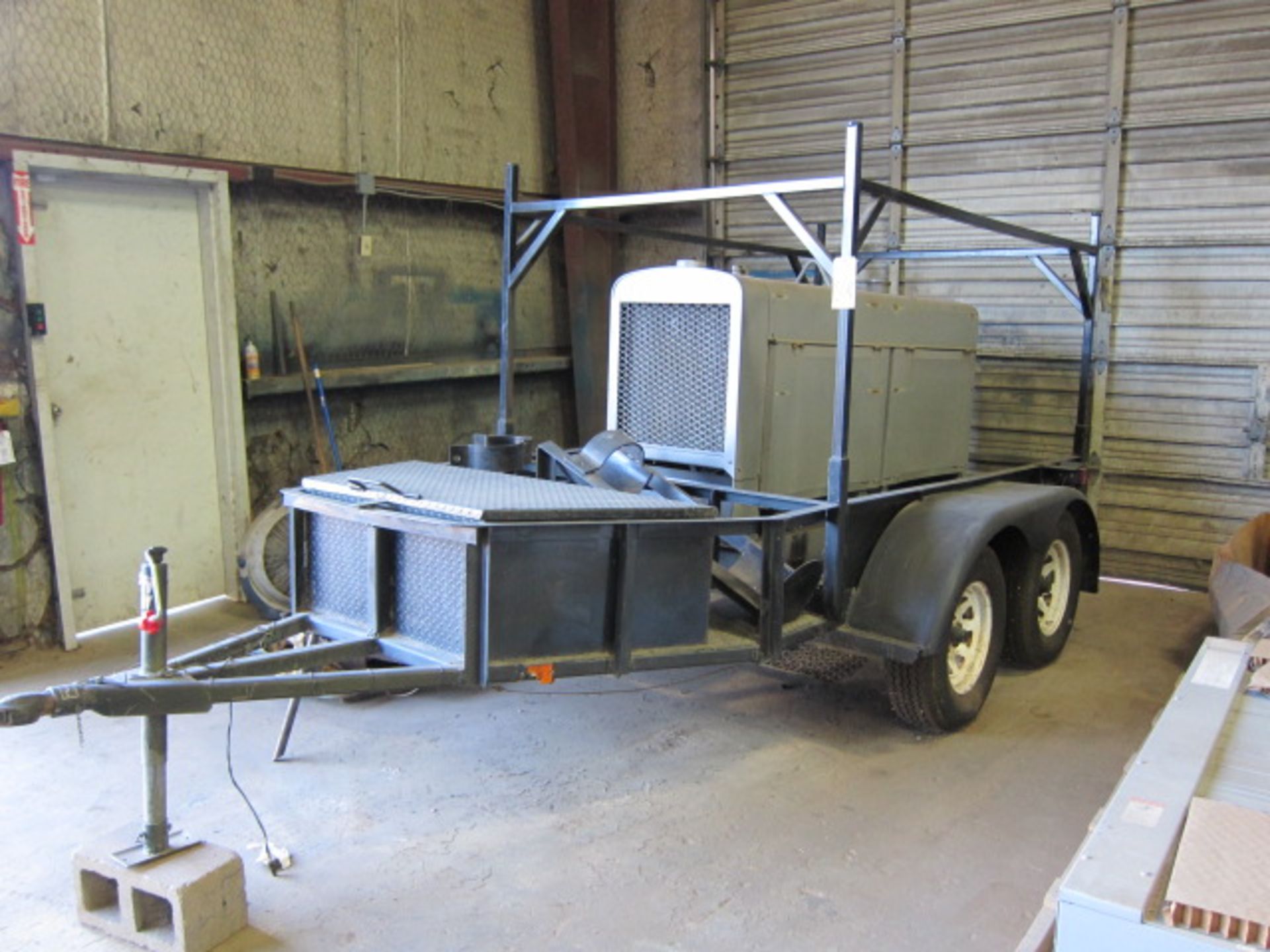 WELDING TRAILER, 8'L. x 5'W., tandem axle, (2) bottle racks, locking toolbox, Lincoln Mdl. SA400-4-