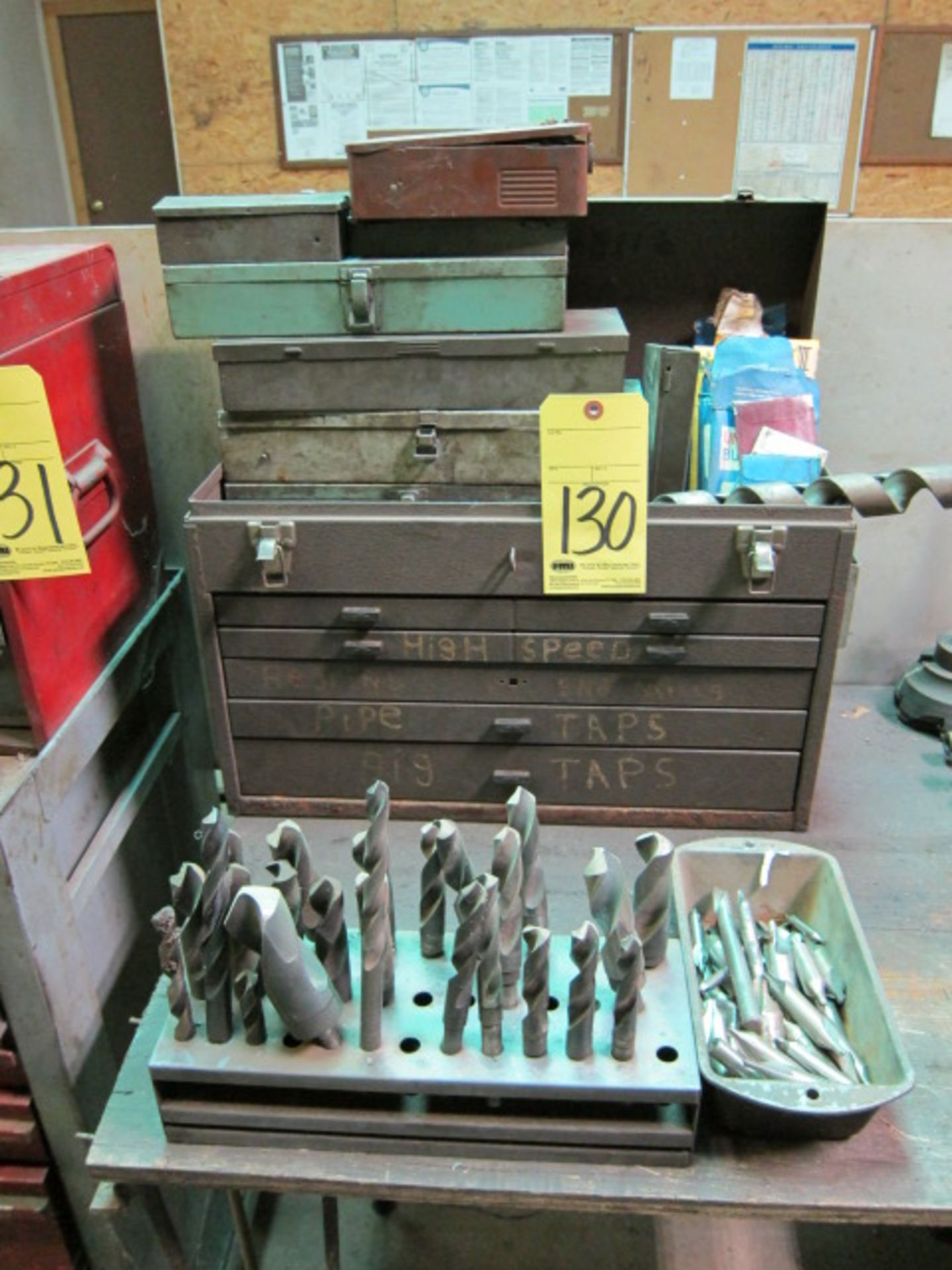 LOT CONSISTING OF: toolbox, drills & indexers