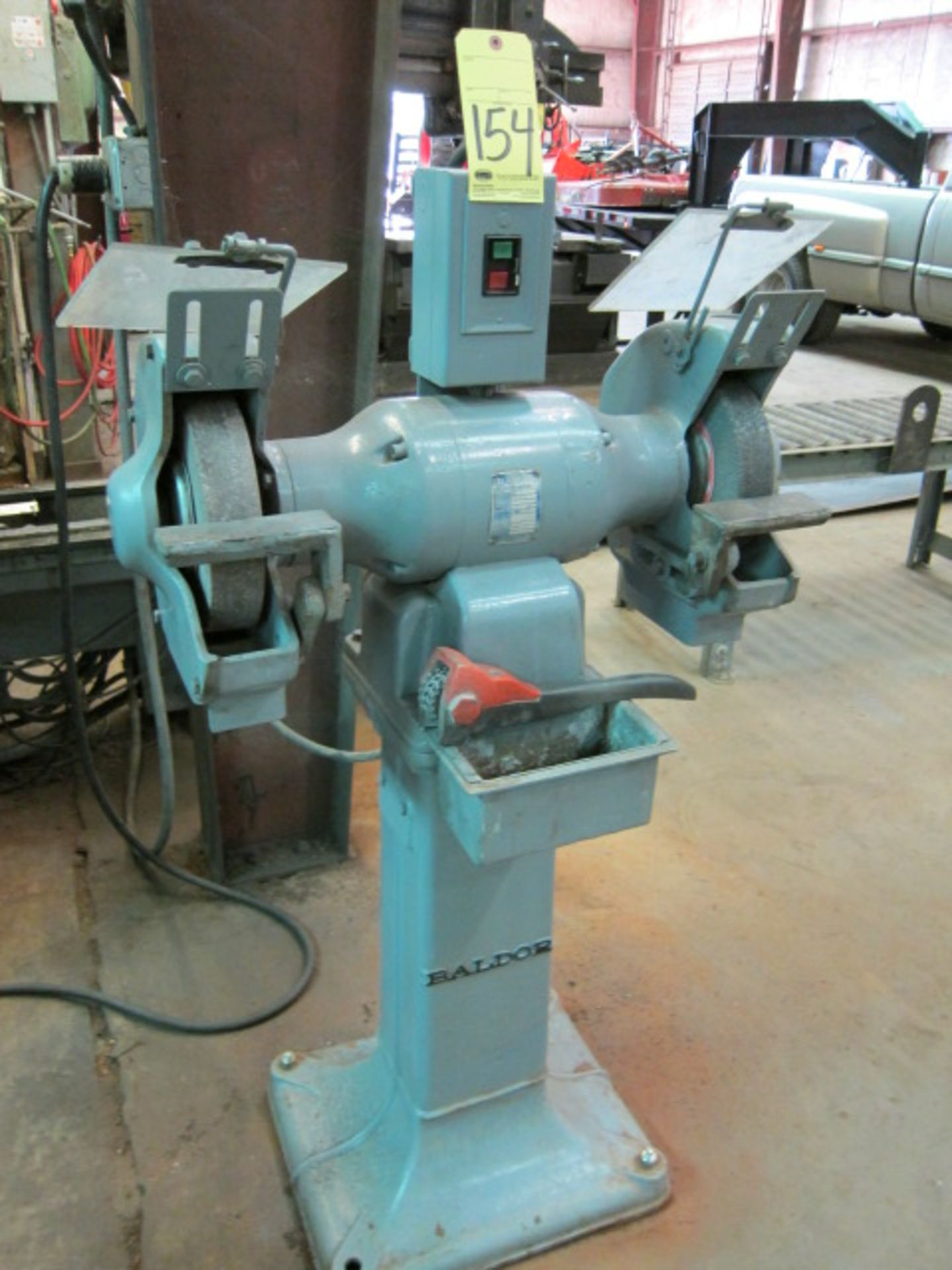 HEAVY DUTY PEDESTAL GRINDER, BALDOR 10", 2 HP motor, on cast iron stand, S/N 476