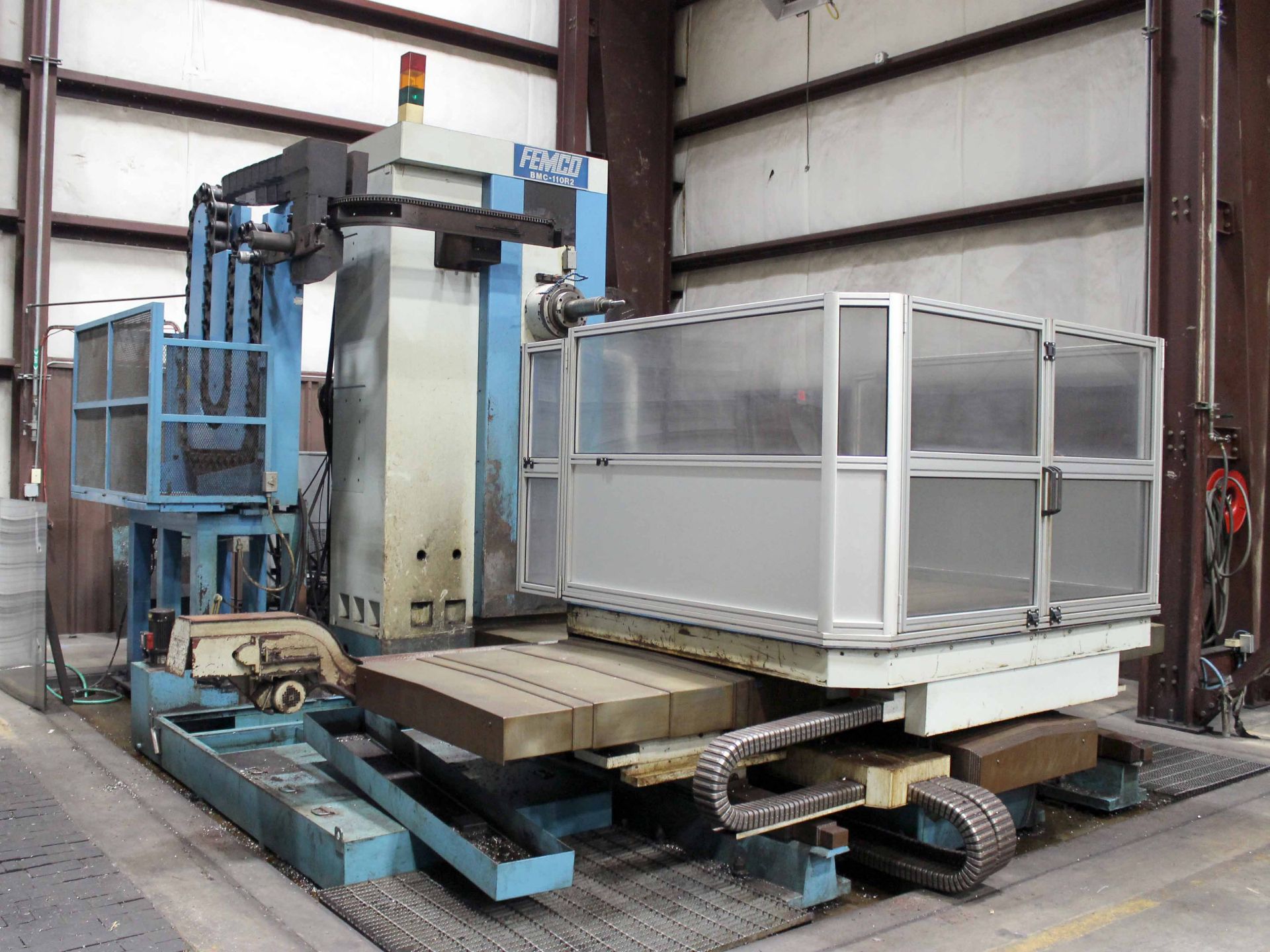 CNC HORIZONTAL BORING MILL, FEMCO MDL. BMC-110R2, Fanuc 21i-MB CNC control, 4.33” spdl., 56-1/2" x