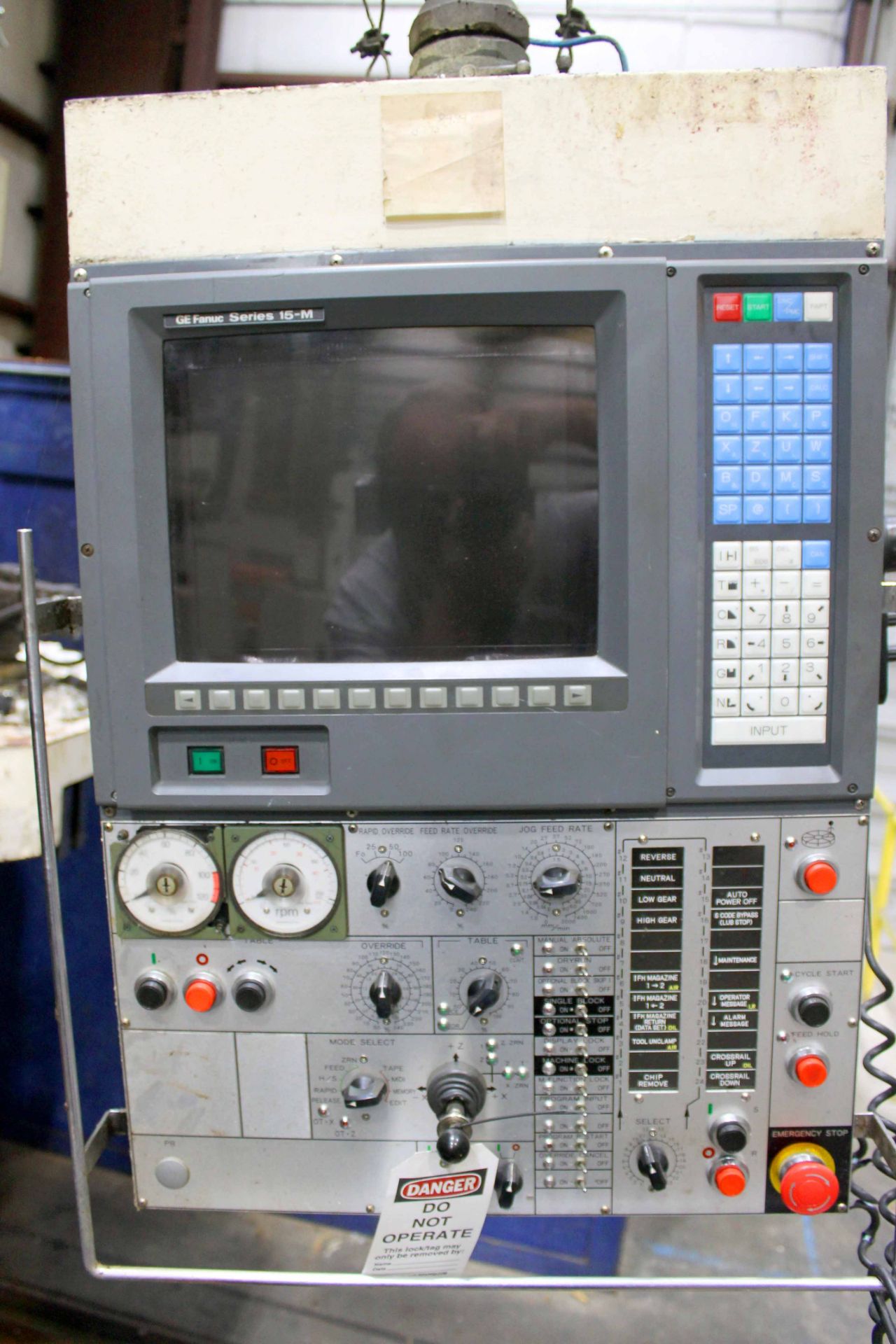CNC VERTICAL BORING MILL, O-M LTD MDL. TM2-2ON VERTICAL CNC CHUCKER, Fanuc 15-M CNC control, 78.7" - Image 7 of 7