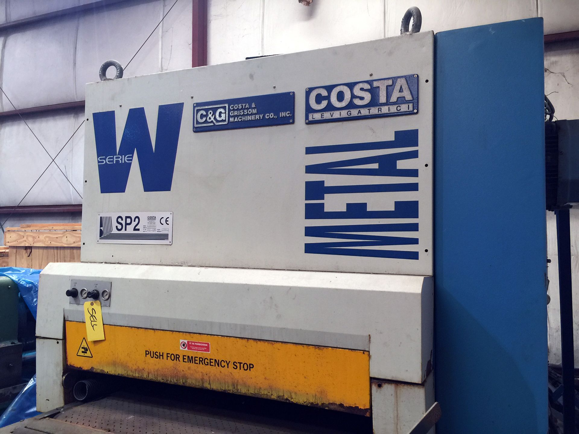 WET-TYPE BELT SANDER, COSTA MDL. CCV-1100, new 2006, 42" width cap., (2) belts, 44.5" x 103.2"