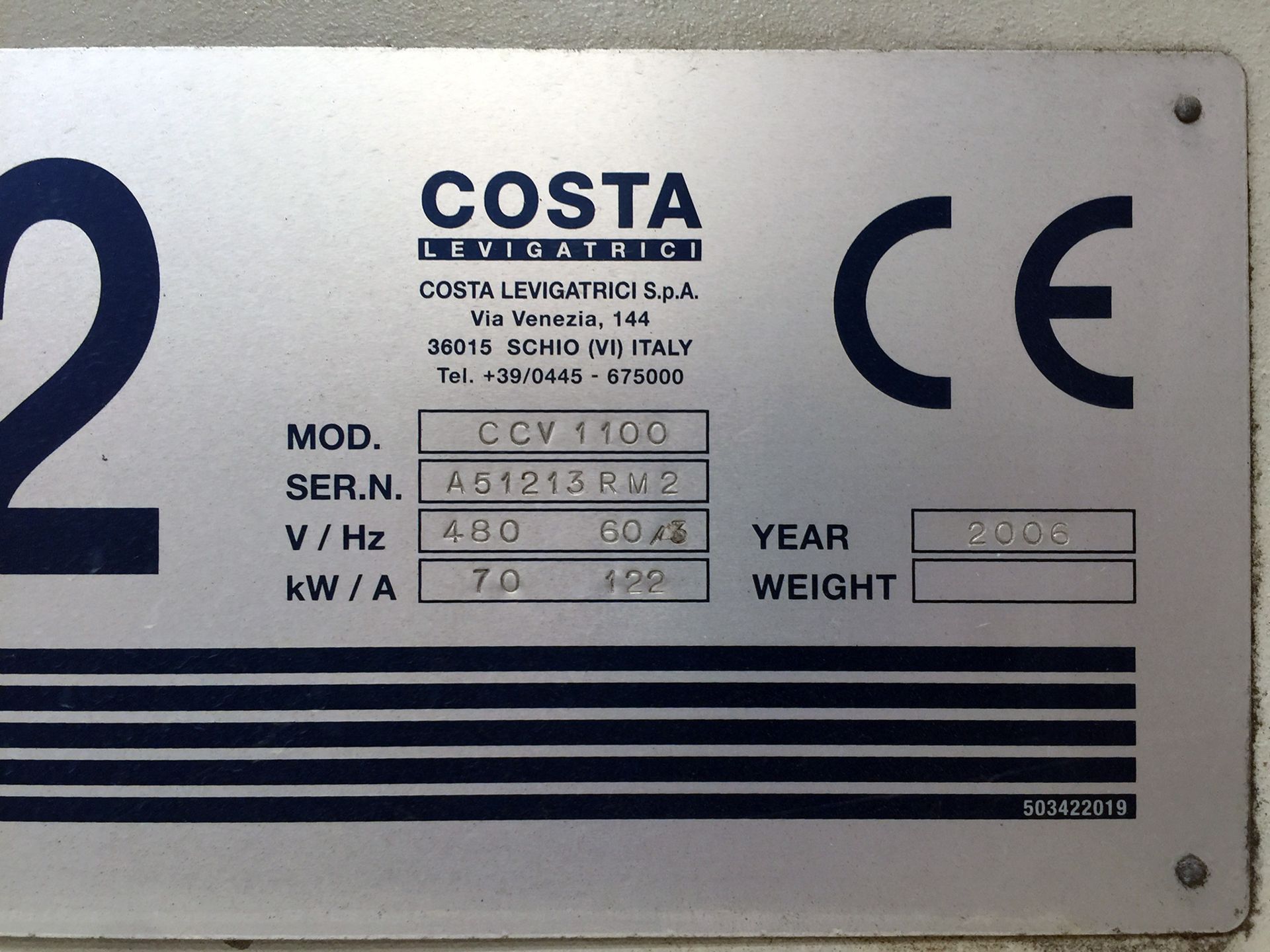 WET-TYPE BELT SANDER, COSTA MDL. CCV-1100, new 2006, 42" width cap., (2) belts, 44.5" x 103.2" - Image 4 of 4