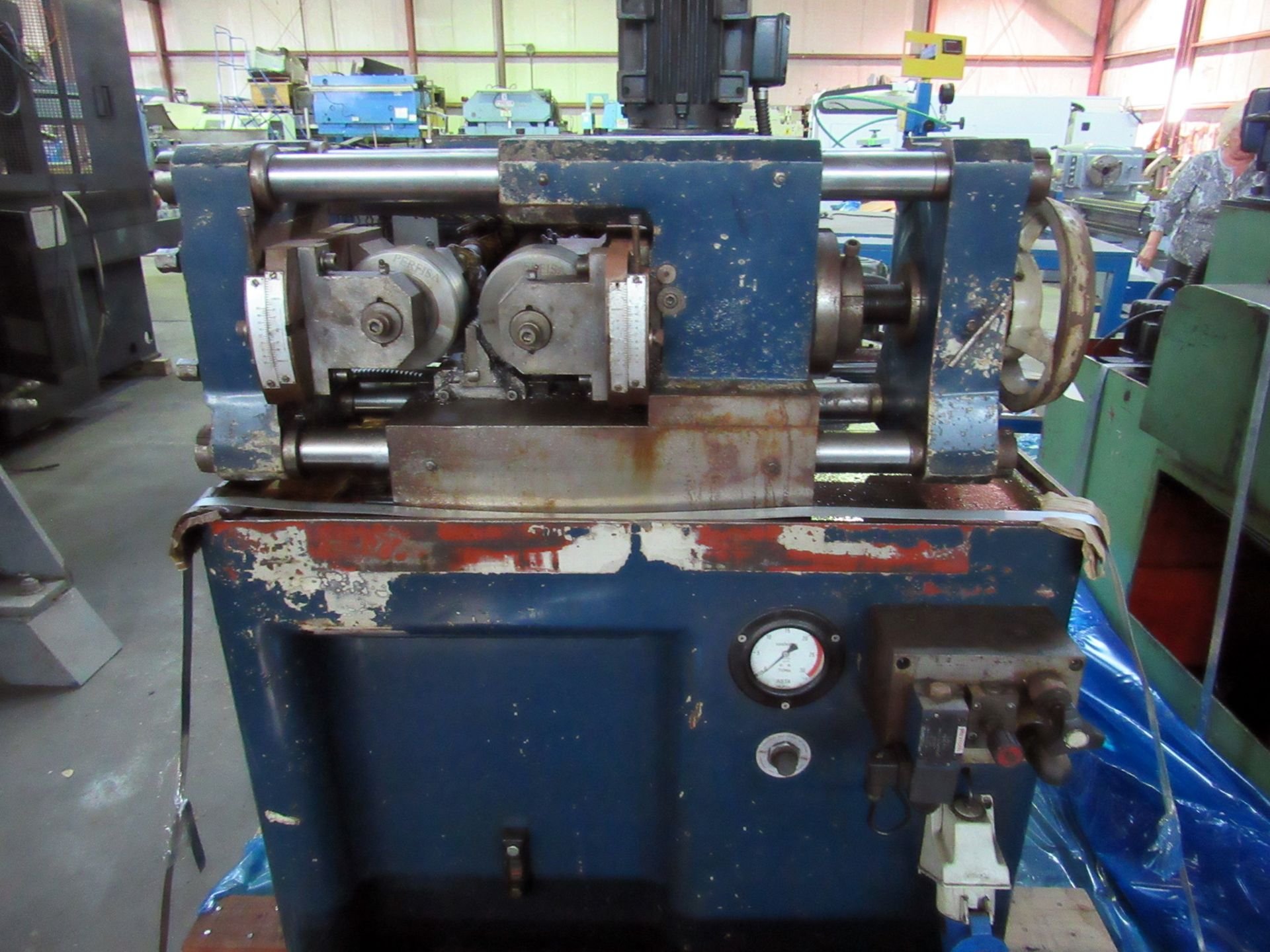 CYLINDRICAL DIE THREAD ROLLING, BURGELU, 4" cap. , 20 HP motor for rollers, 40 T. hyd. pressure to