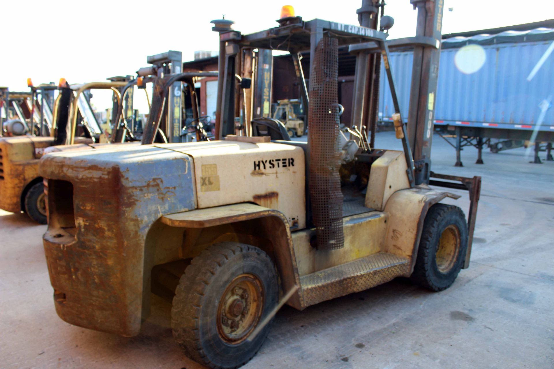 FORKLIFT, HYSTER 15,000 LB. CAP. MDL. H155XL, diesel pwrd., dual front solid rubber tires, S/N