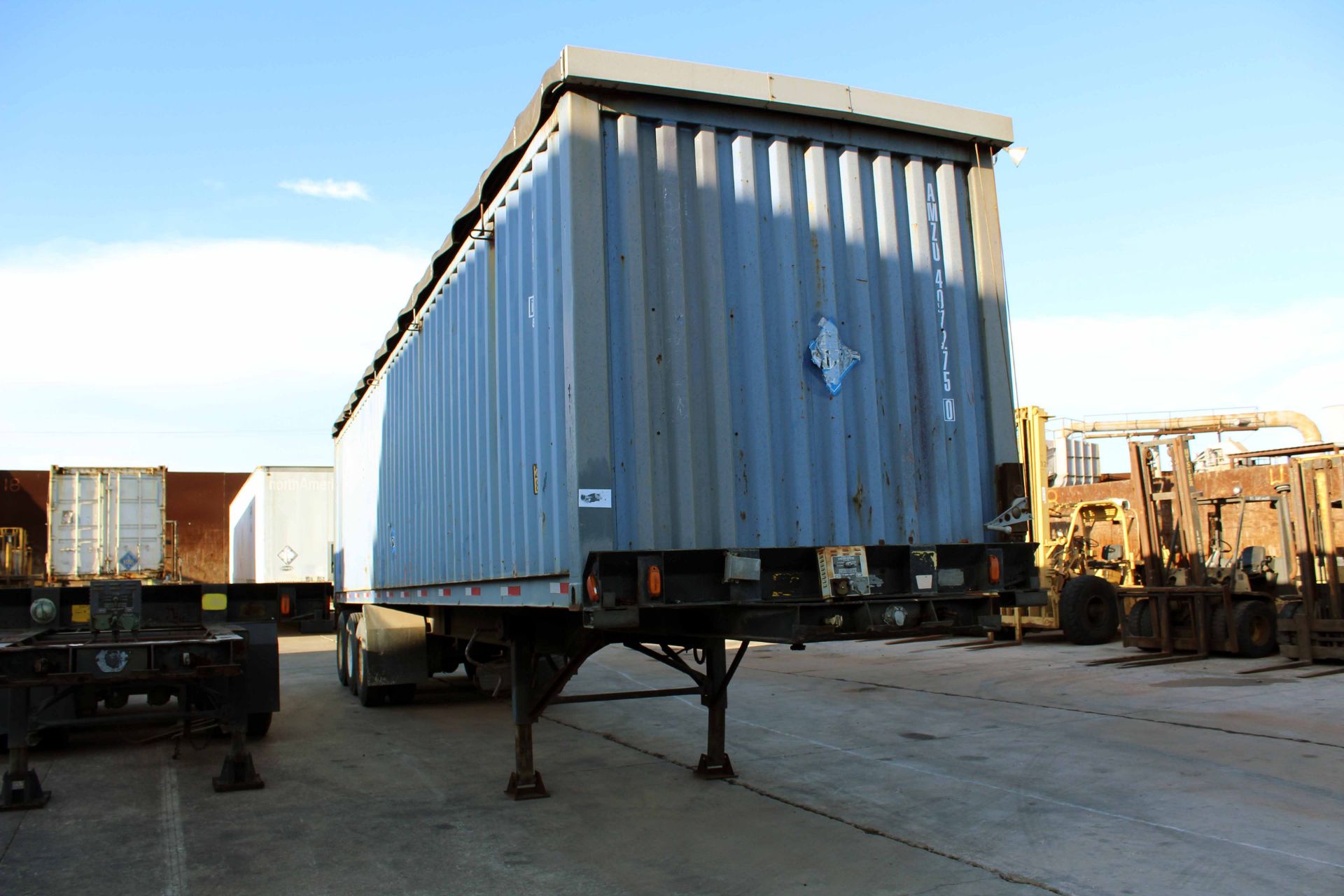 CONTAINER TRAILER FRAME, CUSTOM 40', triple axle, landing gear, open top container