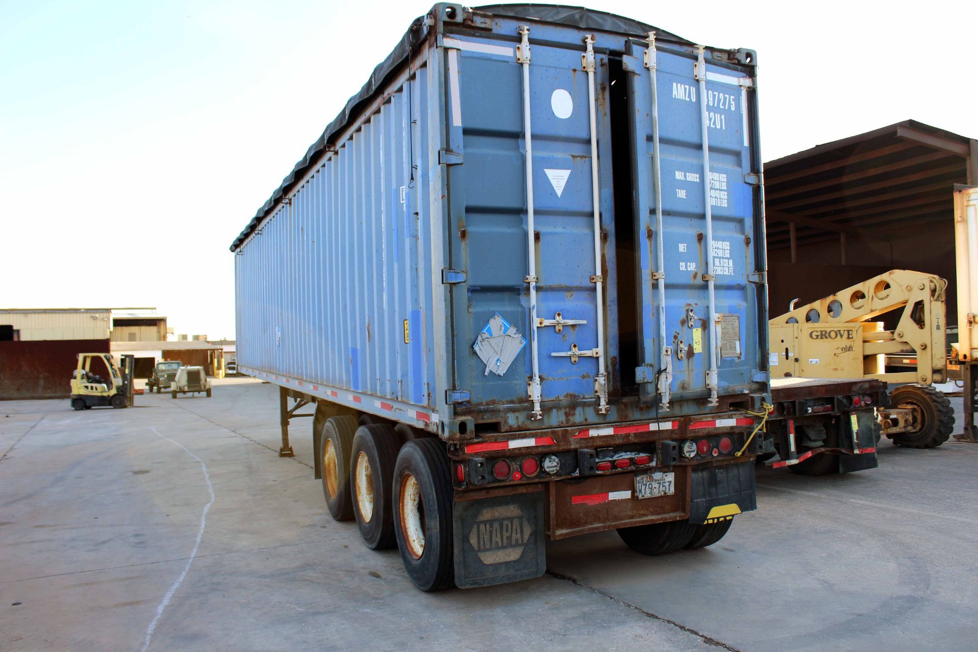 CONTAINER TRAILER FRAME, CUSTOM 40', triple axle, landing gear, open top container - Image 3 of 4