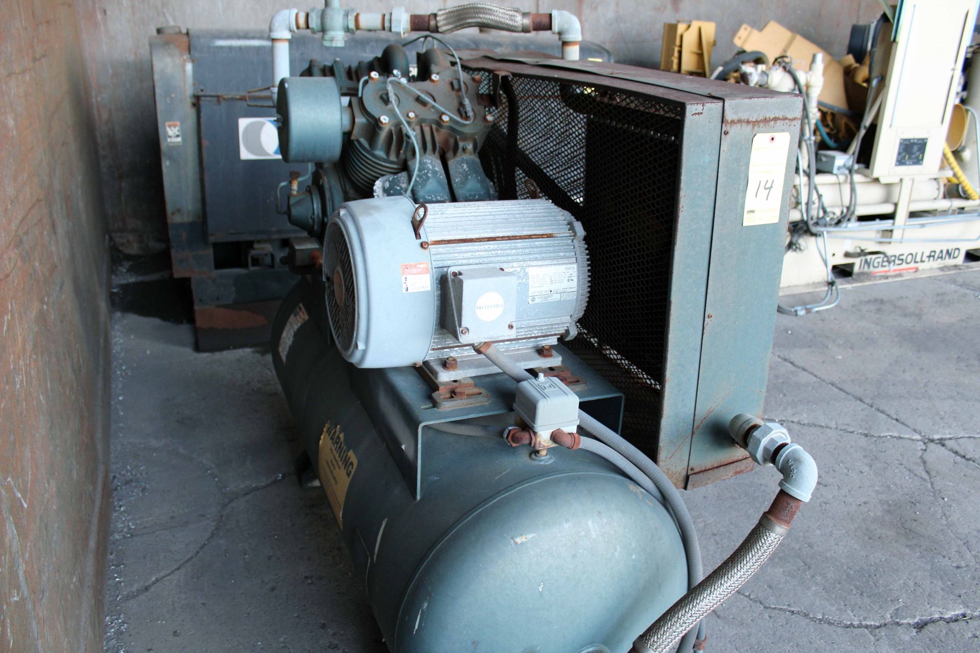 RECIPROCATING TYPE AIR COMPRESSOR, SAYLOR BEALL, new 1997, 15 HP motor, 90 gal. tank, tank mtd. (for - Image 2 of 3