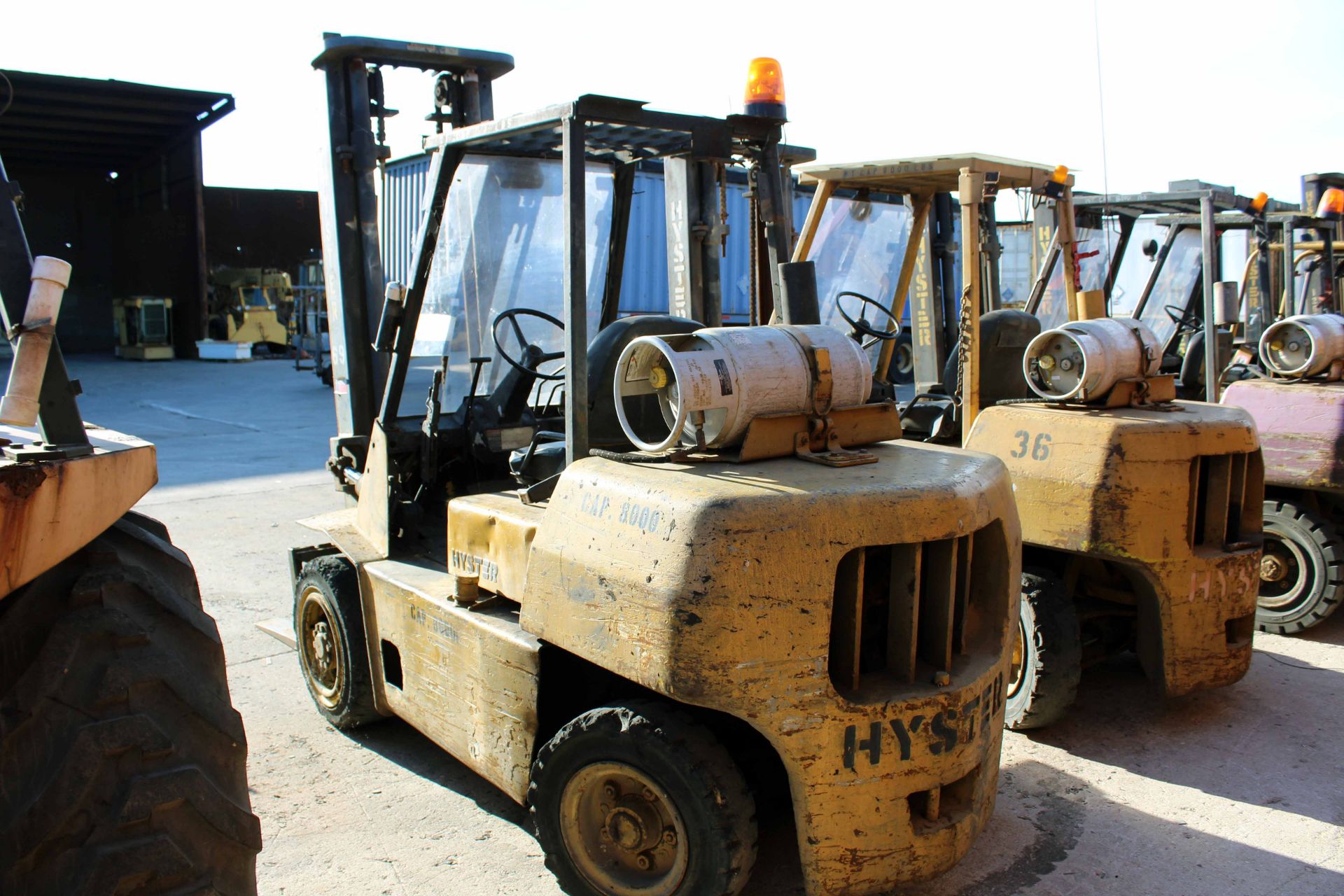 FORKLIFT, HYSTER 8,000 LB. CAP. MDL. H80XL, LPG pwrd., 54" forks, wide fork carriage, S/N