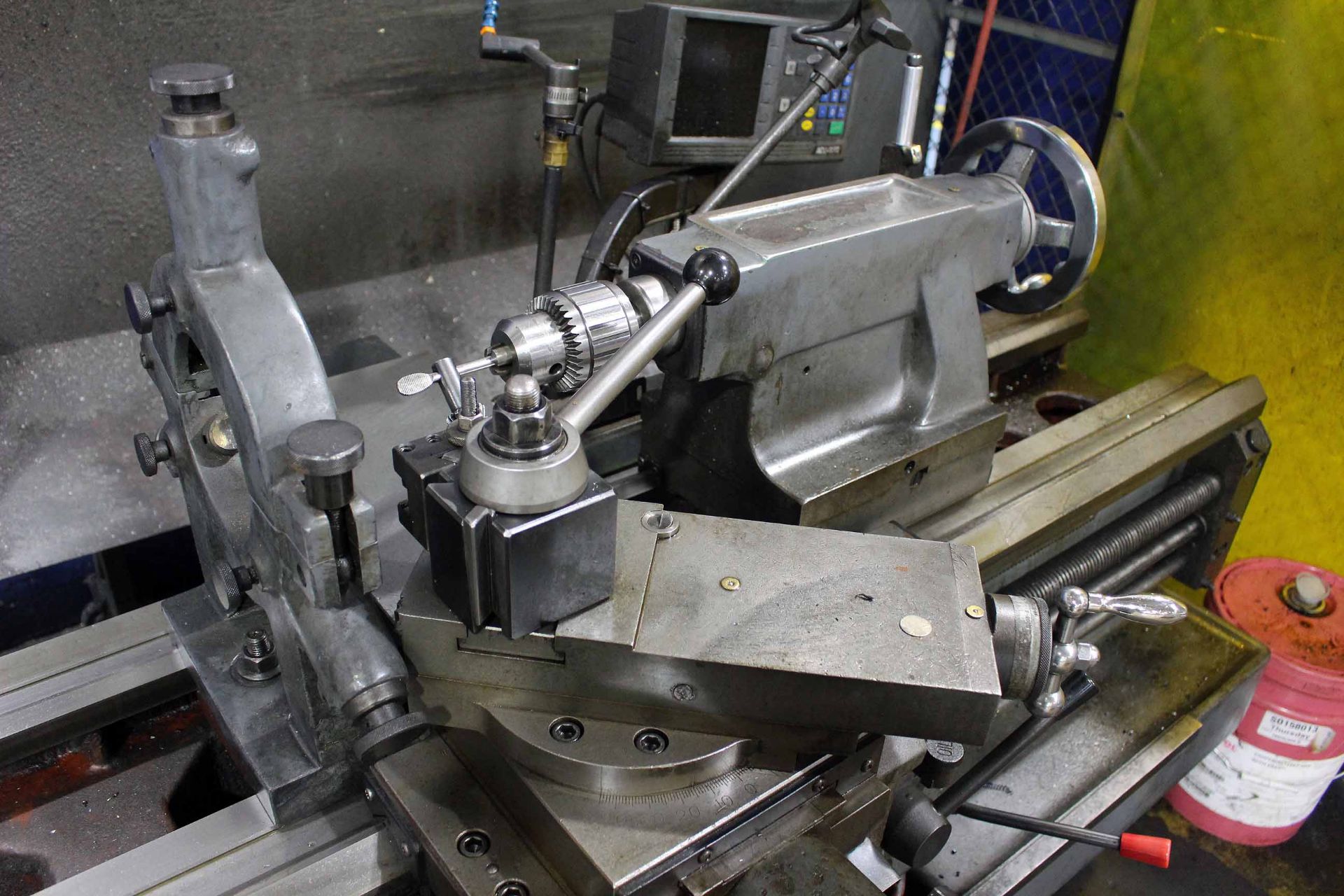 GAP BED ENGINE LATHE, HWACHEON 17" X 60" MDL. HL460, 7-1/2 HP motor, 2-axis D.R.O., steadyrest, - Image 2 of 3