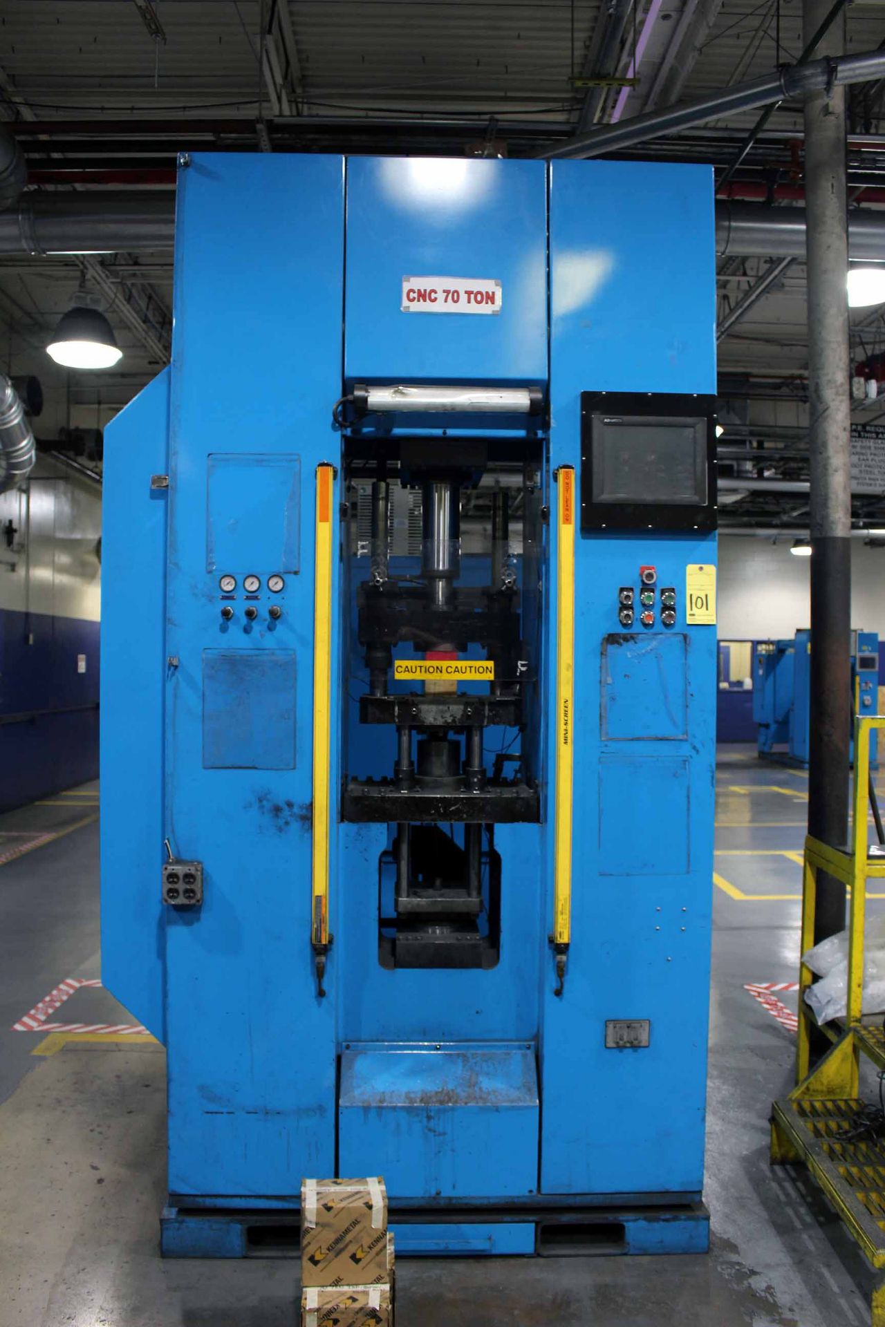 HYDRAULIC POWDER PRESS, TELEDYNE PRESS SYSTEMS 70 T. CAP. MDL. 70TCNC, 70 T. cap. @ 3,500 PSI, 14"