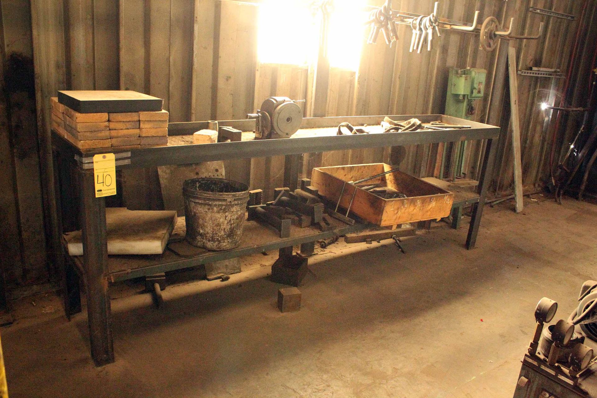 WORKTABLE, steel fabricated, 108" x 20" x 36" ht., w/contents - Image 2 of 2