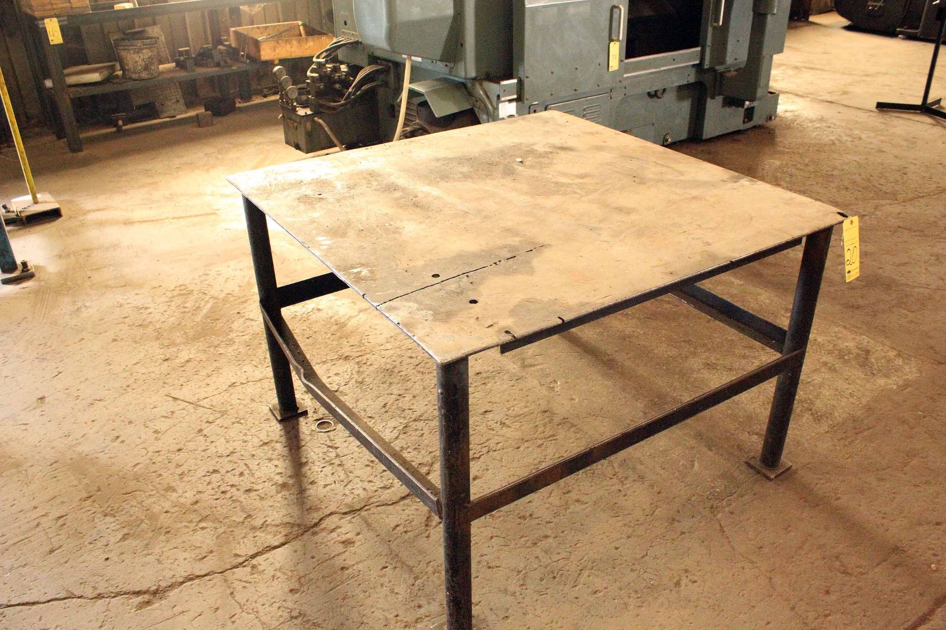 WORKTABLE, steel fabricated, 4' x 4' x 32" ht.