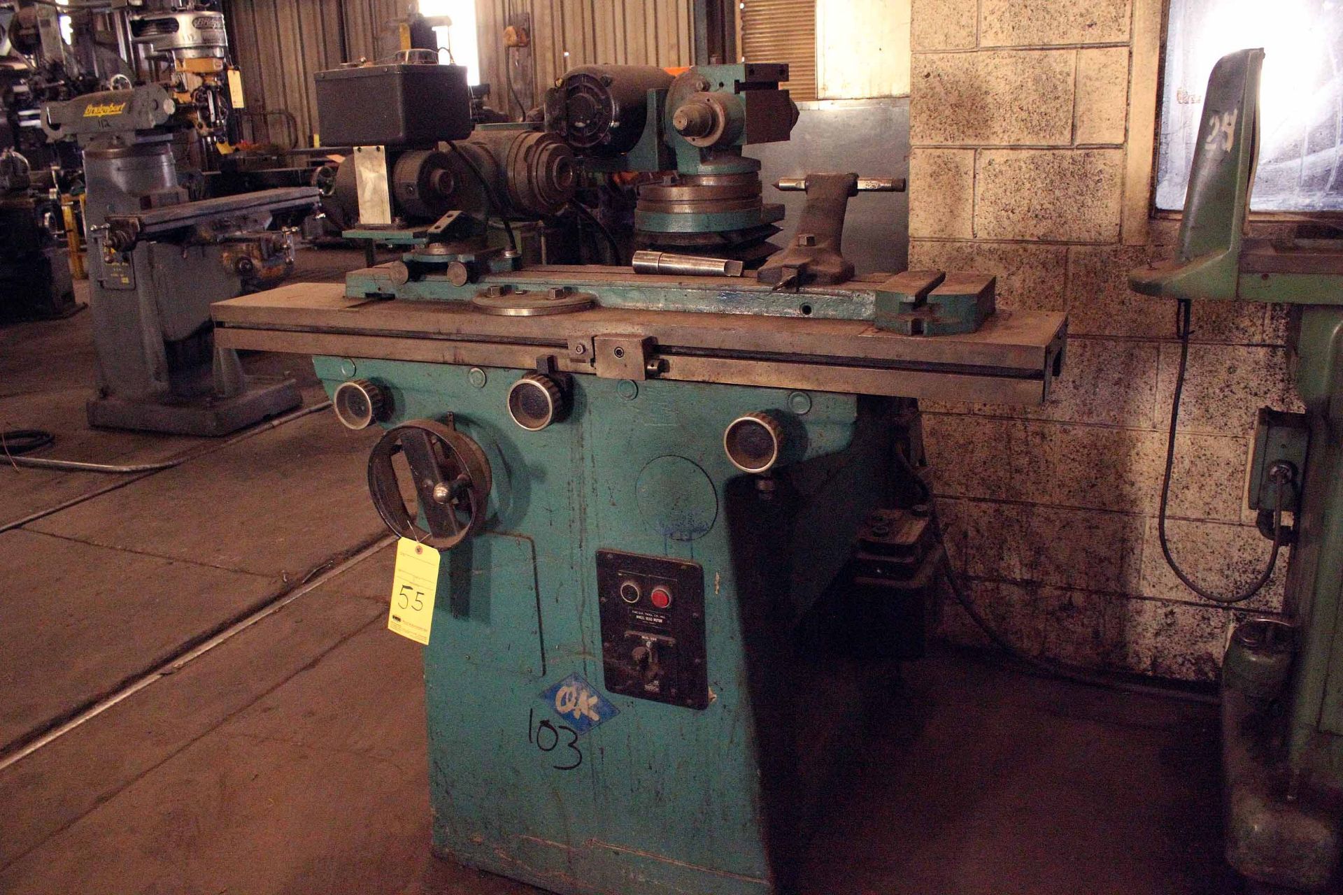 TOOL & CUTTER GRINDER, O.K. TOOL CO. MDL. 202, assorted accessories, pwr. drive workhead, S/N K7048