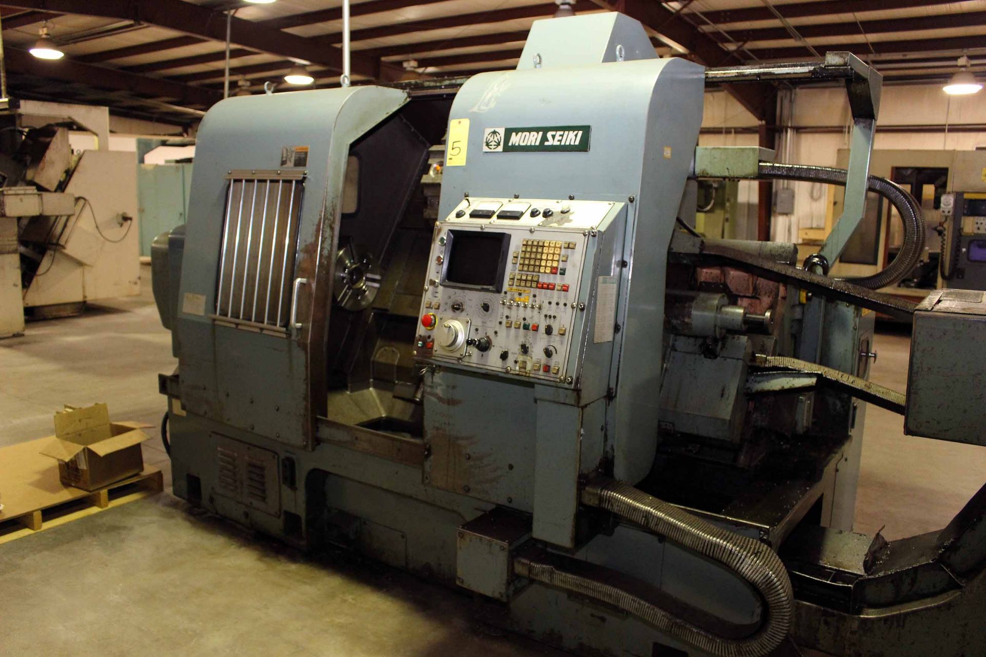 CNC LATHE, MORI SEIKI MDL. SL-5, (est) new 1980's, 12" chuck, 40" dist. btn. centers, chip conveyor, - Image 2 of 5