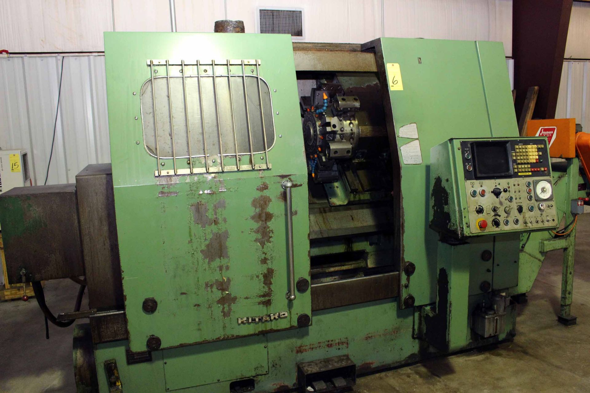 CNC LATHE, KITAKO VARIANT TURN, new 1980, Fanuc 6TB CNC control, 10" chuck, 22" dist. btn.