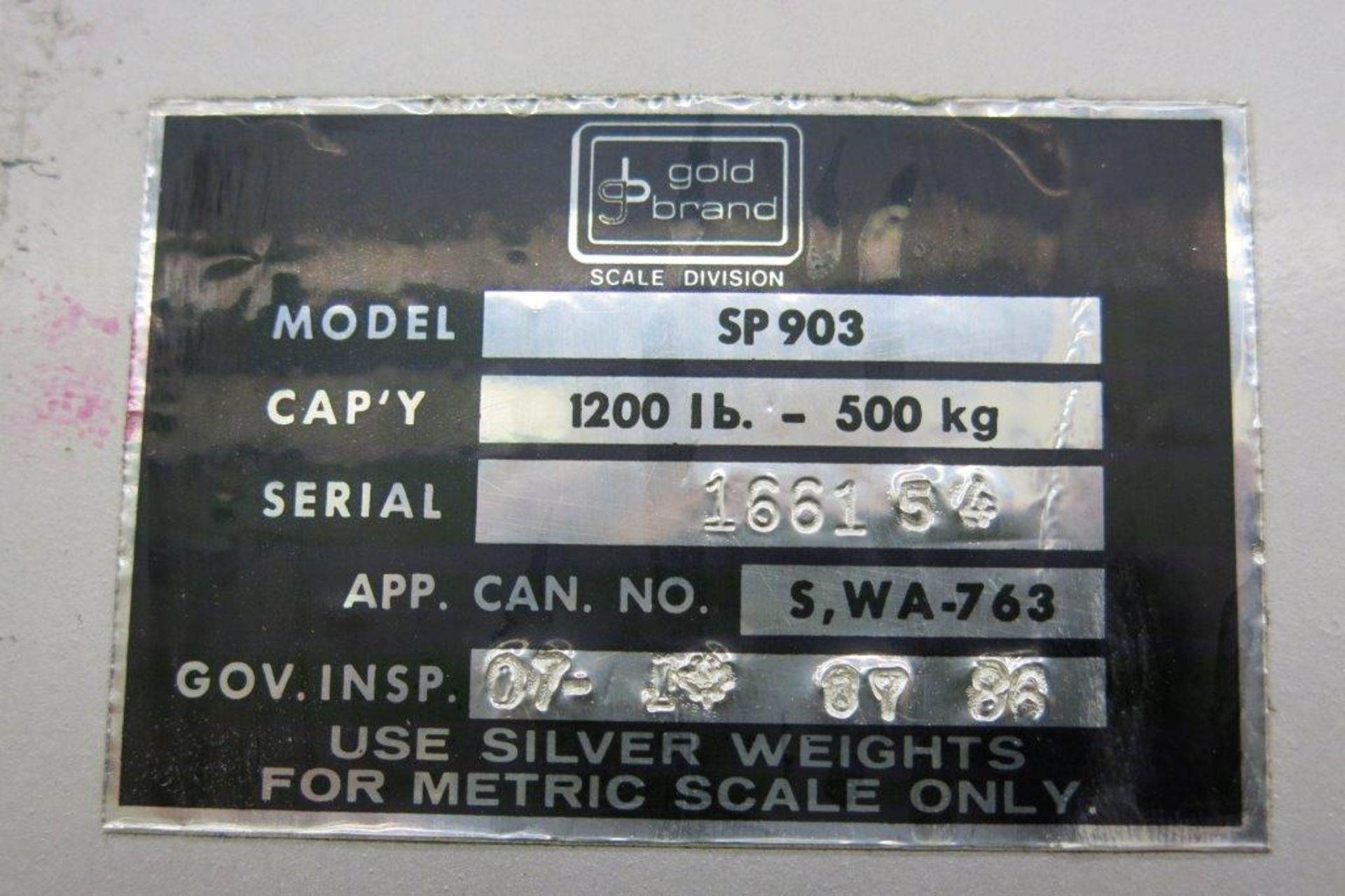 SPINKS SCALE CO, SP903, 1200 LBS., SCALE, S/N 166154 - Image 3 of 3