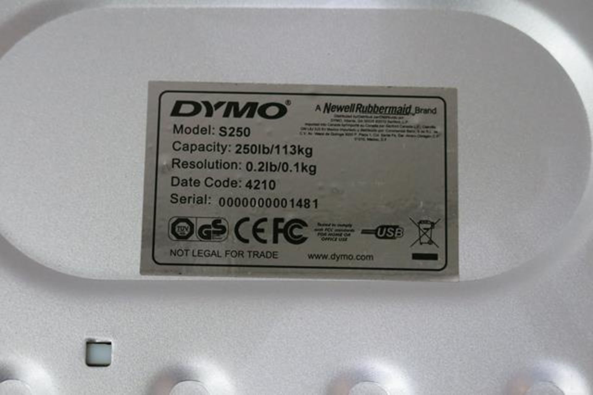 DYMO, S250, 250 LBS., DIGITAL SCALE - Image 2 of 2