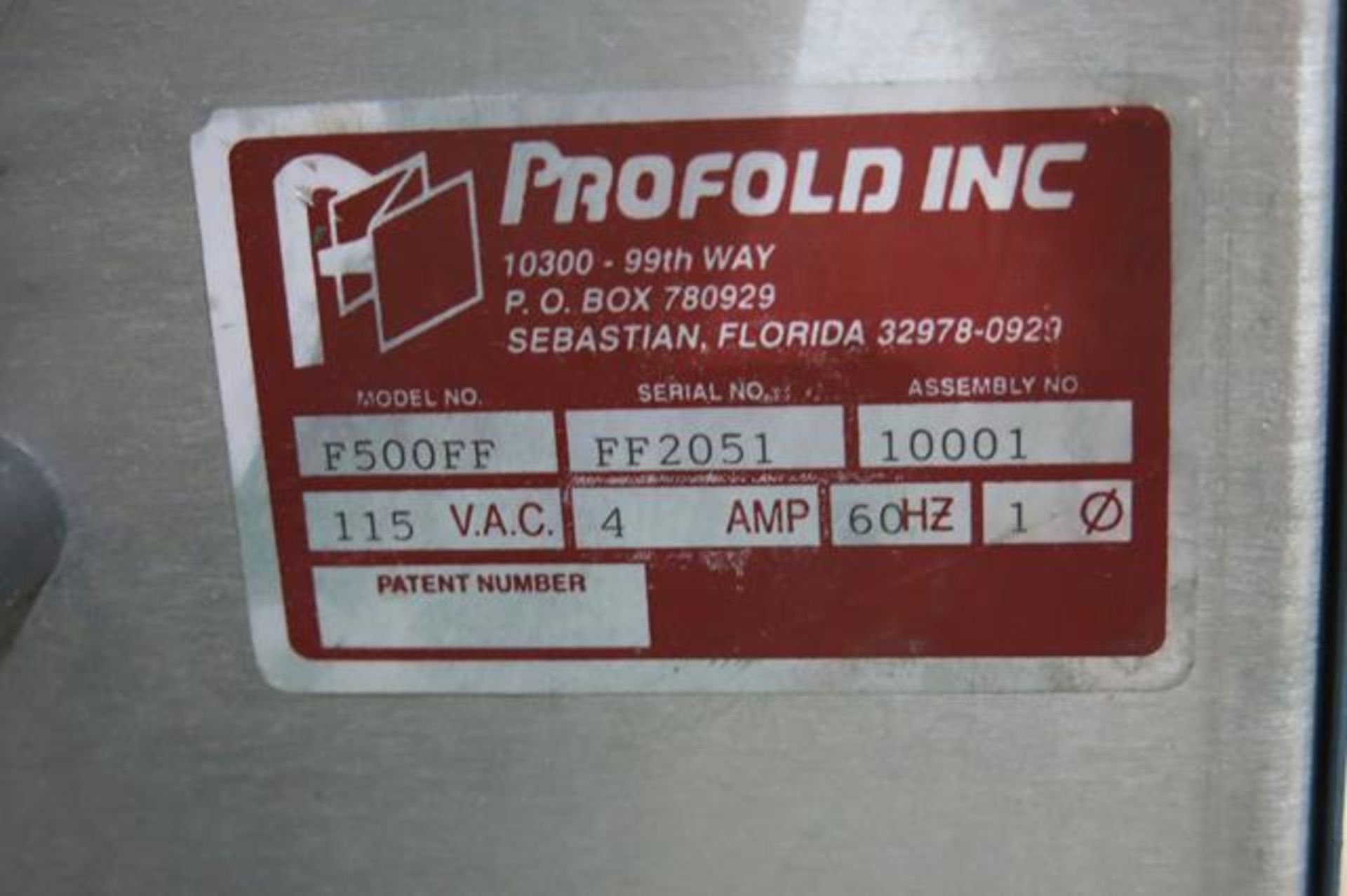 PROFOLD, F500FF, FOLDER, S/N FF2051 - Image 5 of 5