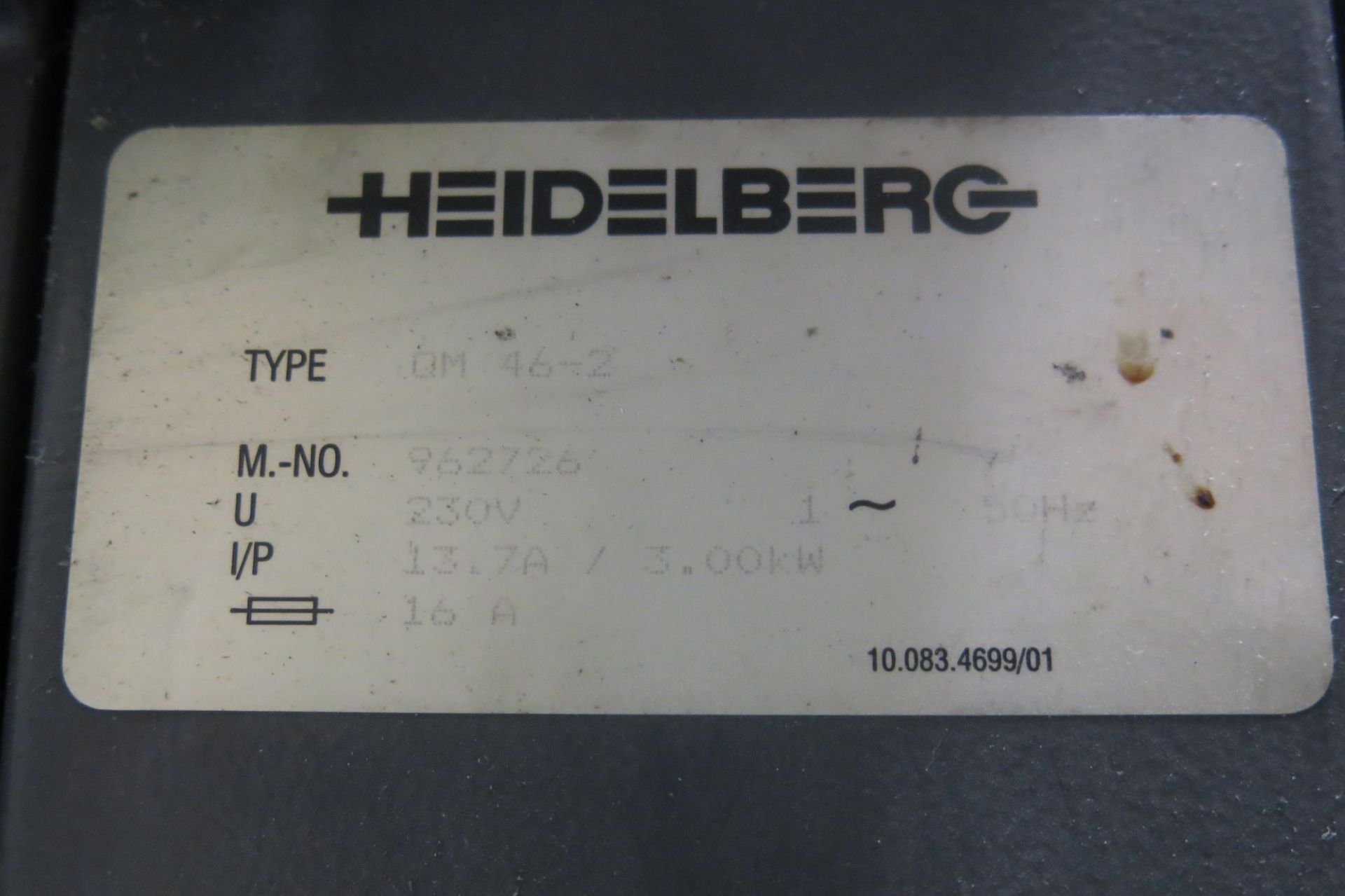 HEIDELBERG, PRINTMASTER OM 46-2, 2 COLOUR, PRESS, 2000, S/N 962726 - Image 8 of 8