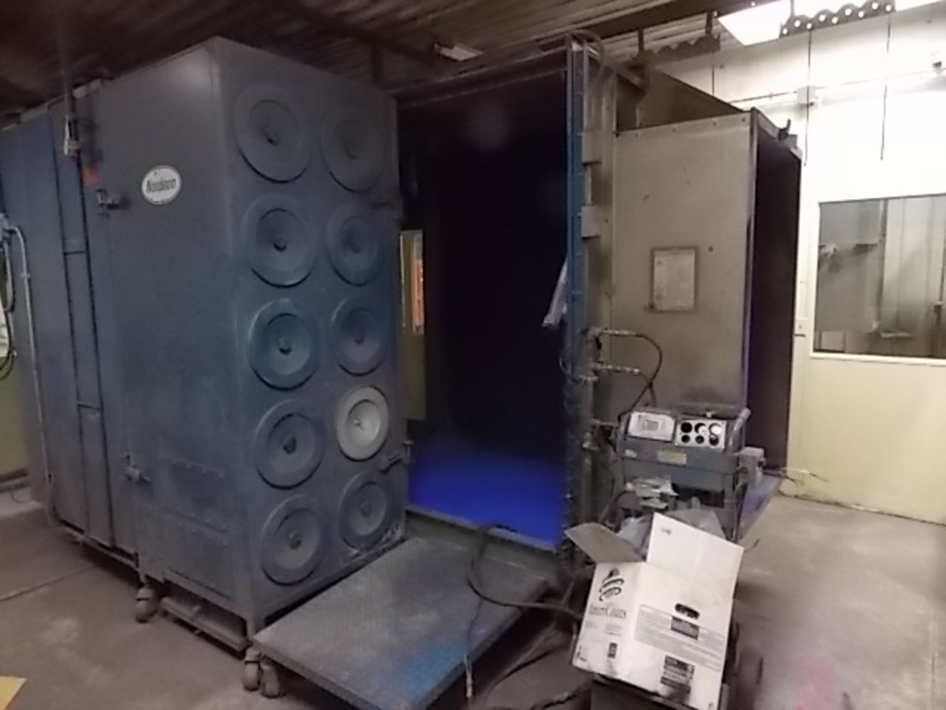 Nordson Manual Powder Booth, with 36 in. x 60 in. Openings, (2) Dust Systems, (2) Spray Guns with