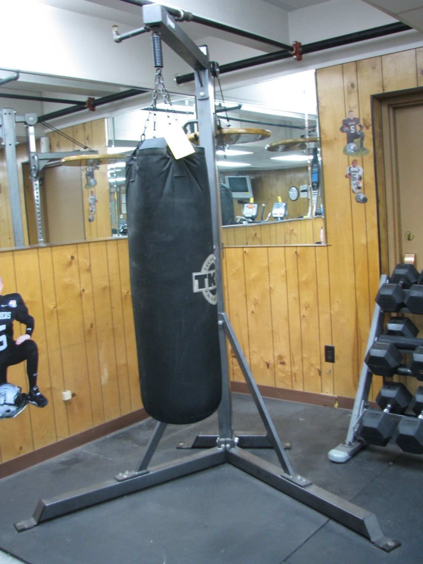 TKO Heavy Punching Bag on TKO Commercial Heavy Bag Stand, with Speed Bag Attachment