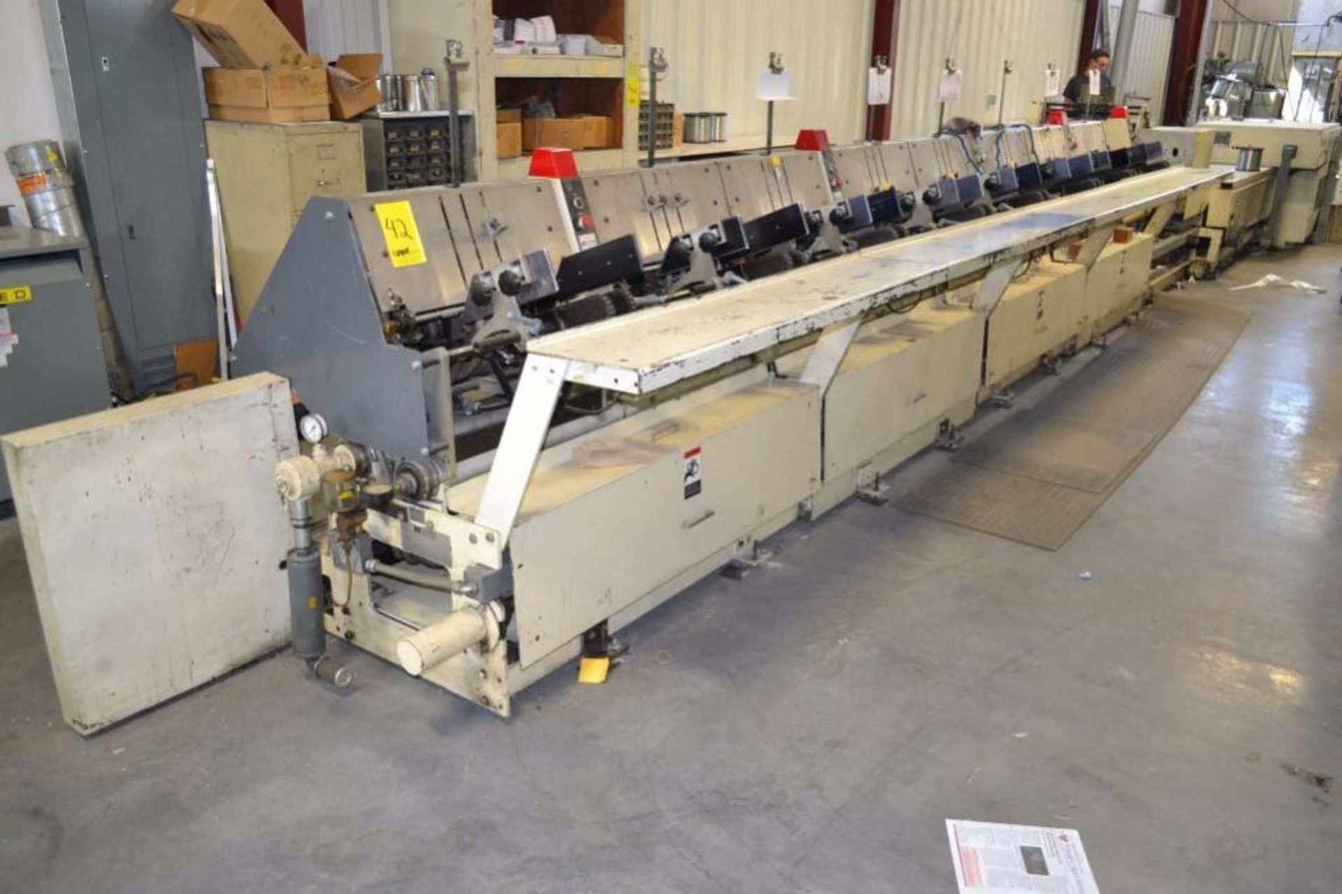 Harris 8-Pocket Saddle Stitcher Model SP750, S/N SP236-7-G, with Cover Feeder, 2-Head Stitcher, 3-Kn