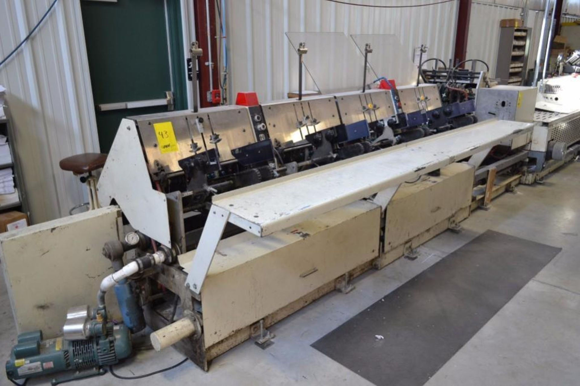 Harris 4-Pocket Saddle Stitcher Model SP750, S/N SS962-G, with Cover Feed, Hohner HSS-18 Selective S