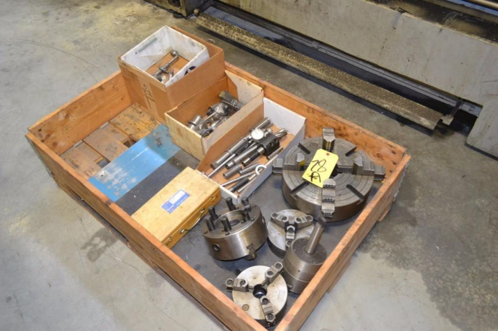LOT: Assorted Lathe Chucks & Tooling in (1) Crate