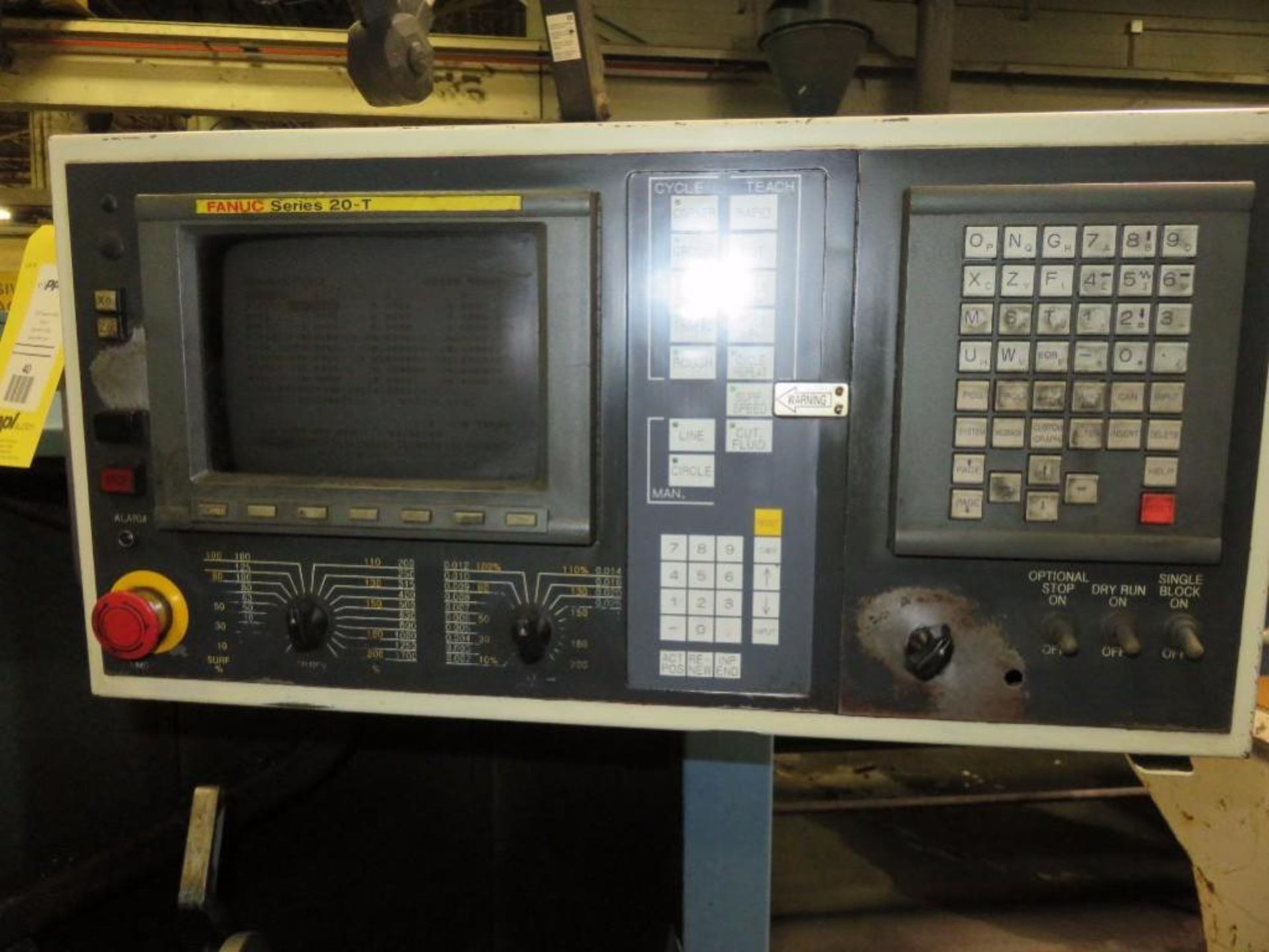 Dainichi 22 in. x 60 in. Flat Bed CNC Lathe Model DM, S/N 28916/60614, Fanuc Series 20-T CNC Control - Image 3 of 3