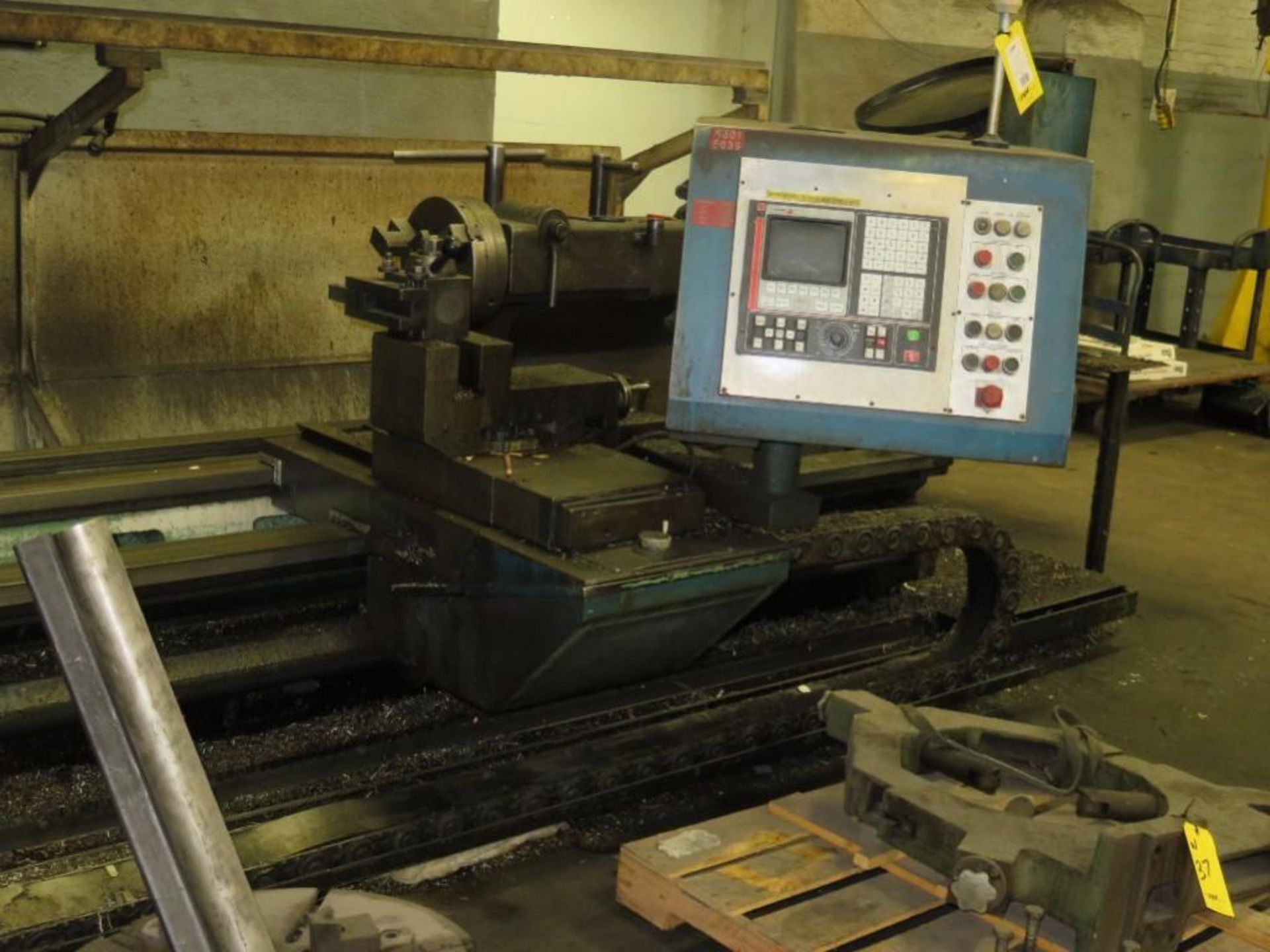 Binns & Berry 34 in. x 214 in. Flat Bed CNC Lathe, S/N N/A, Chucks, Hydraulic Follower Rests, Carria - Image 3 of 5