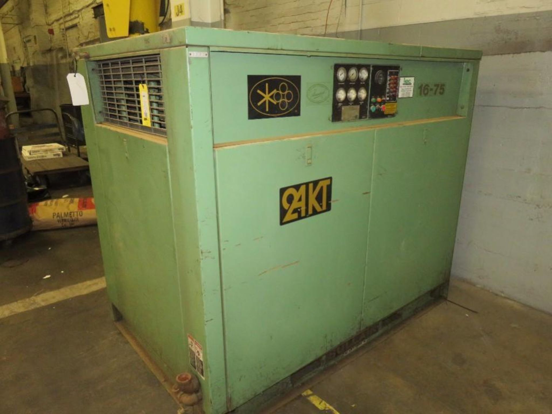 Sullair 75 HP, 24 KT Rotary Air Compressor Model 16-BS-75LACACKT, S/N 003-84870, 110 PSIG