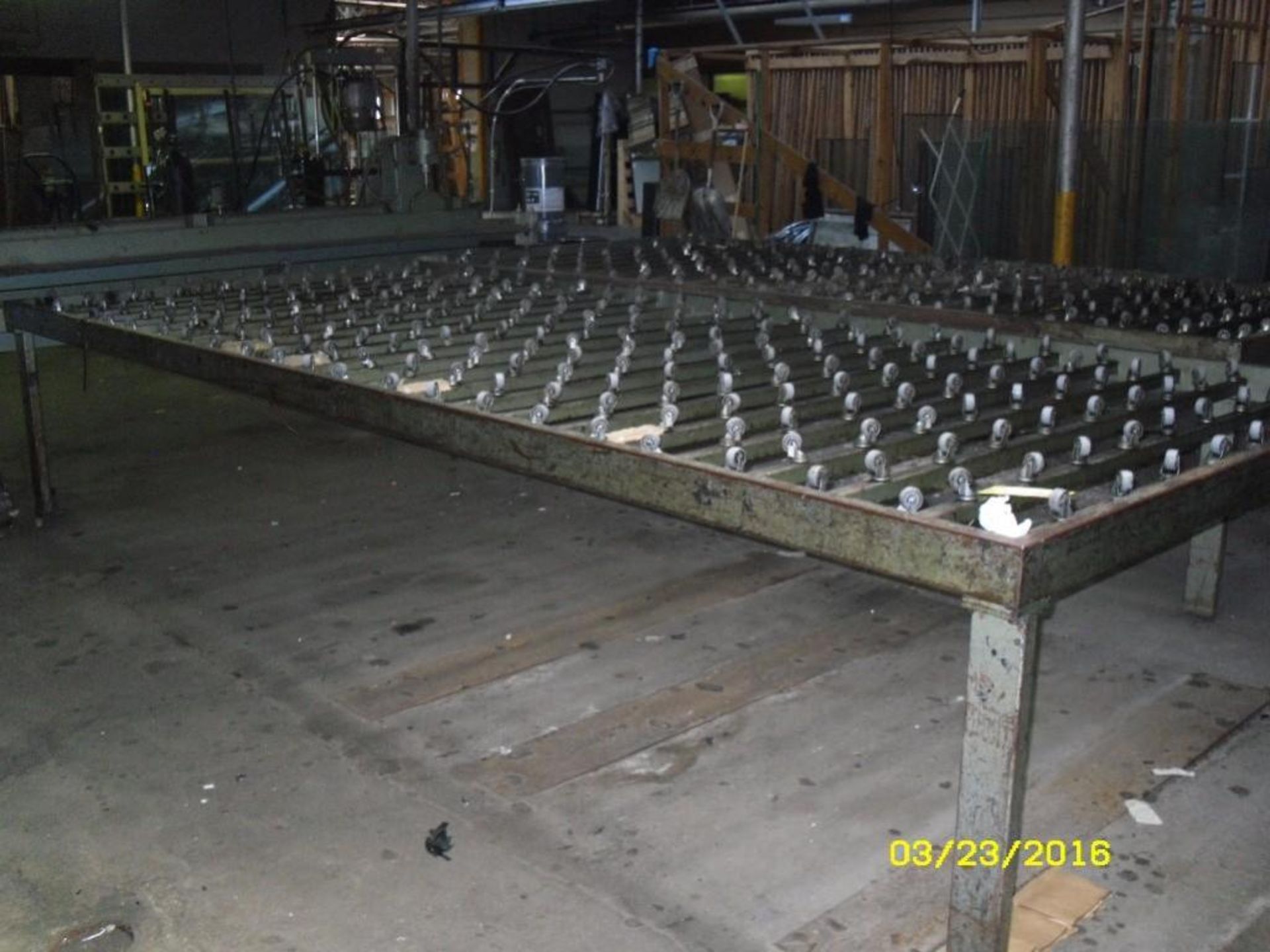 79 in. x 177 in. Caster Wheel Glass Conveyor Table