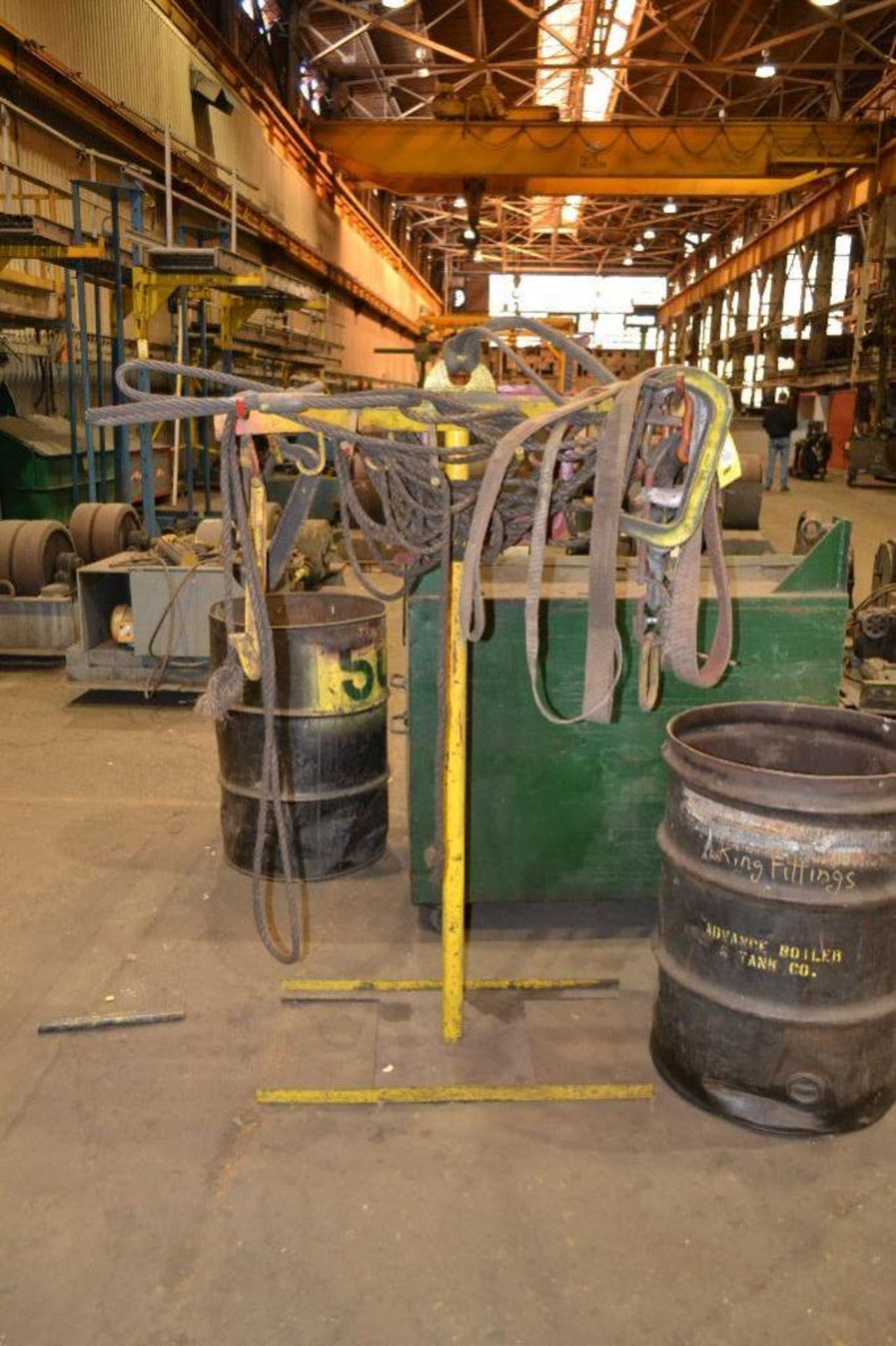 LOT: Rack with C-Clamps & Lifting Apparatus