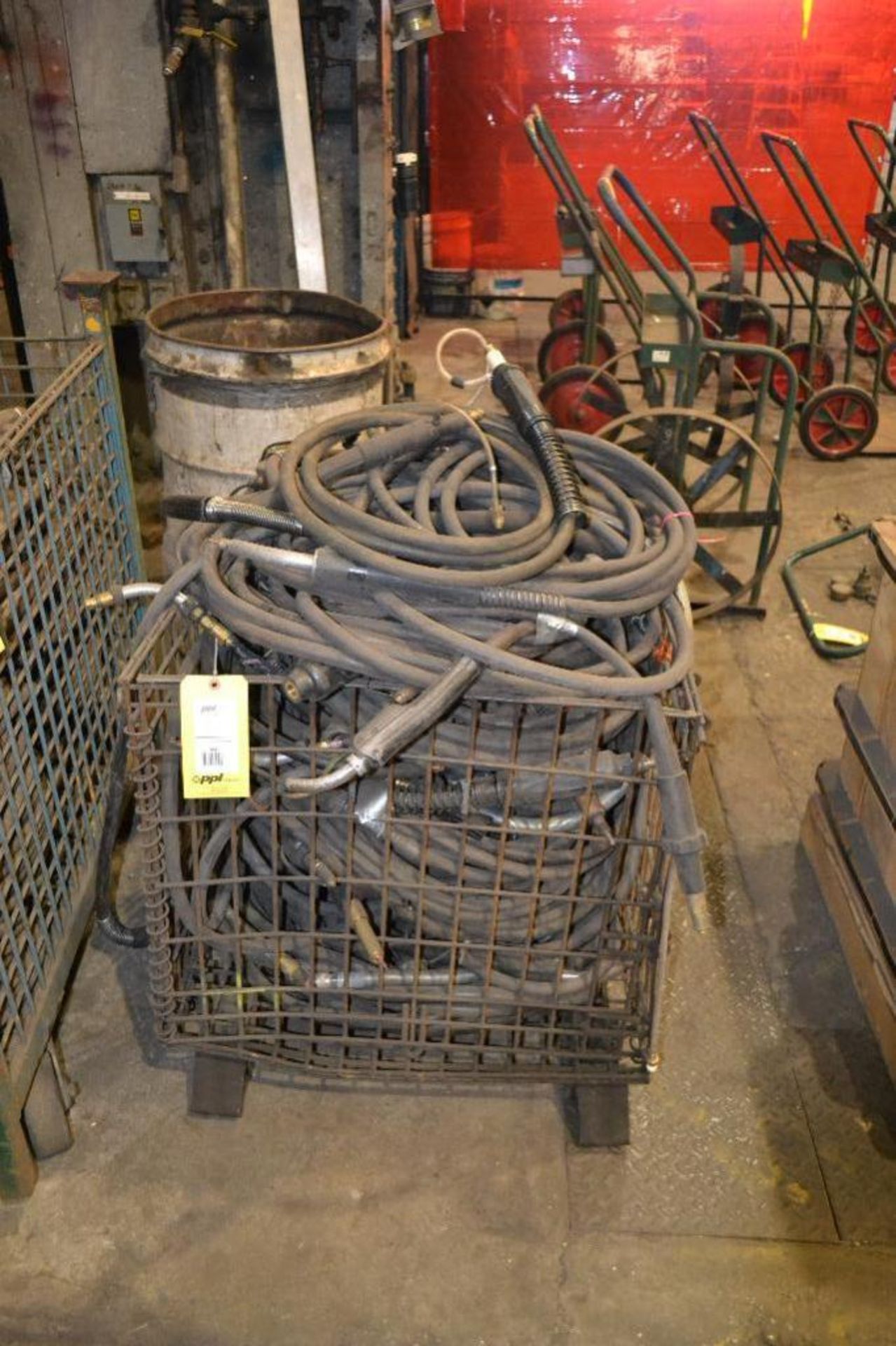 LOT: Wire Basket with Contents of MIG Wands