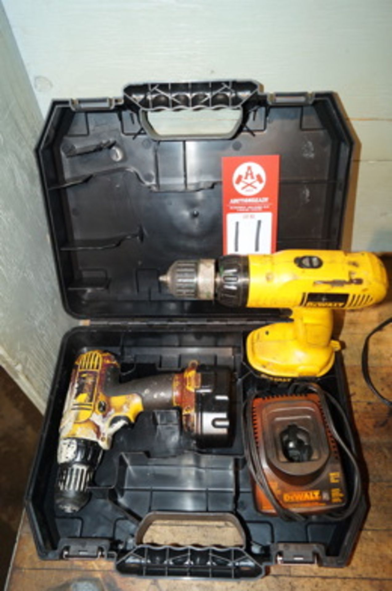 Lot of 2 Dewalt Hand Drills w/ case & Battery charger