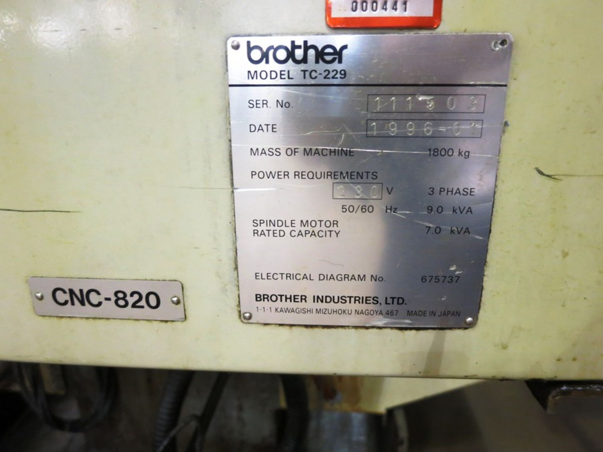 BROTHER TC-229 CNC DRILL AND TAP CENTER, S/N 111503 - Image 5 of 5