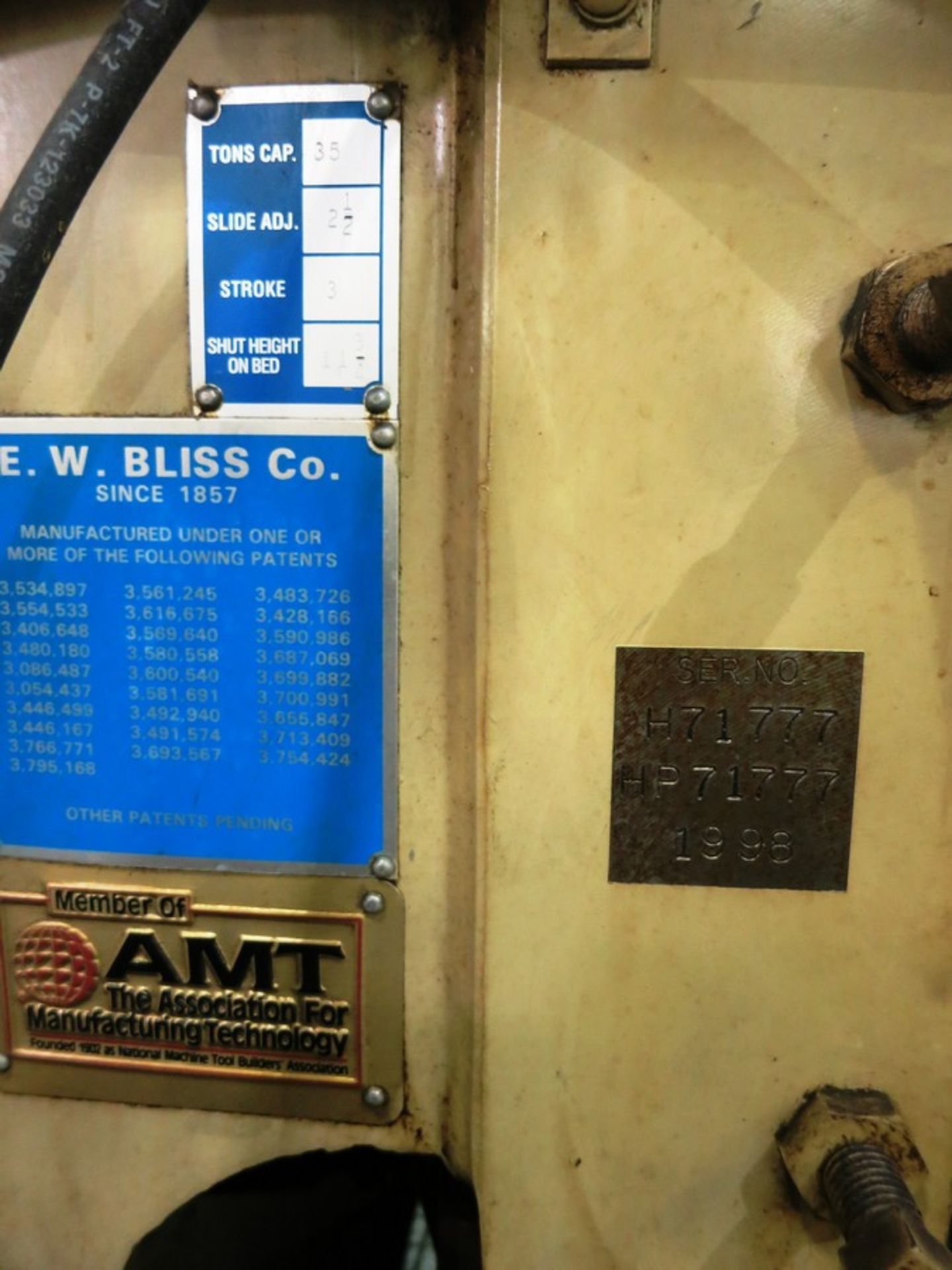 35 TON BLISS C-35 GAP FRAME PRESS, S/N H71777 - Image 2 of 4