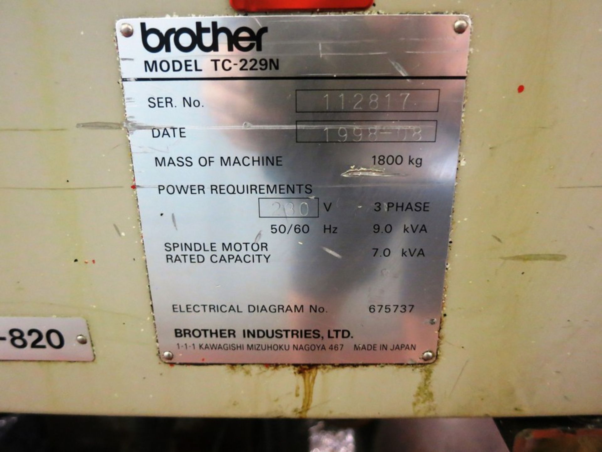 BROTHER TC-229 CNC DRILL AND TAP CENTER, S/N 112817 - Image 5 of 5